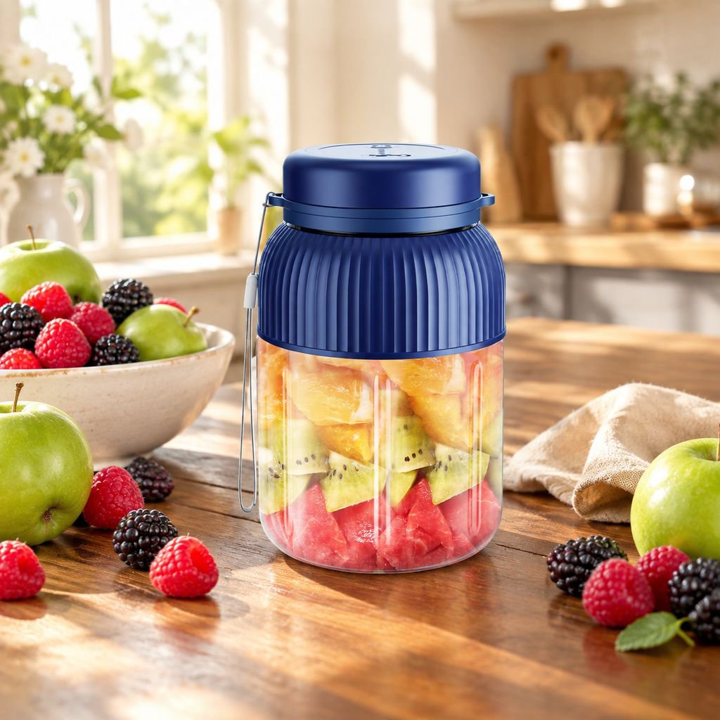Handheld wireless juicer cup for on-the-go blending