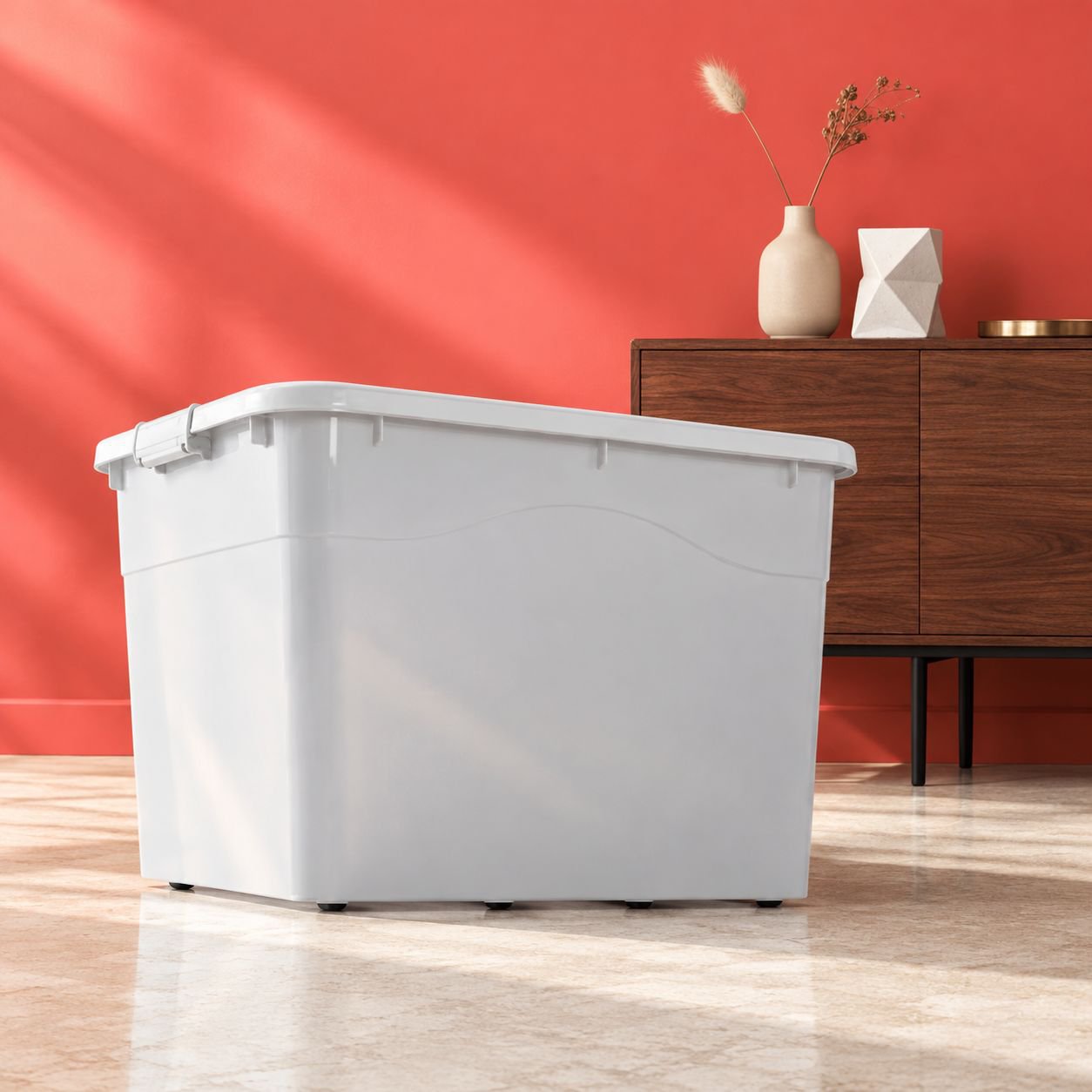Caja organizadora de plástico grueso al por mayor, grande para guardar ropa