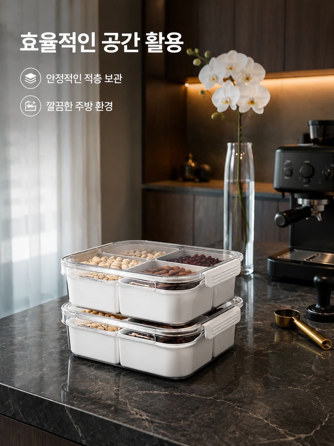 투명 분할 다기능 보관용기
