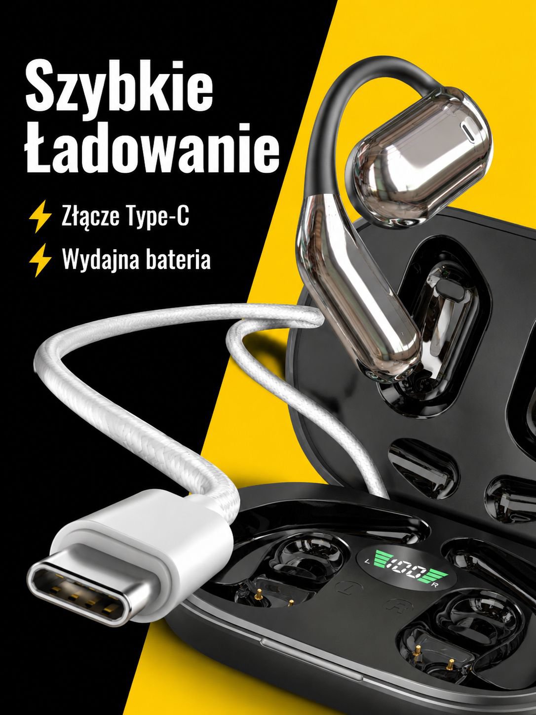 Słuchawki Bluetooth z otwartą konstrukcją dotykową i tłumaczem