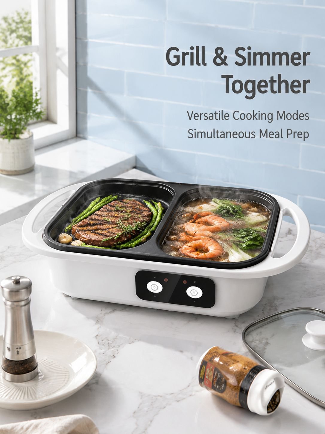 Multi-Functional Hot Pot and Grill Combo