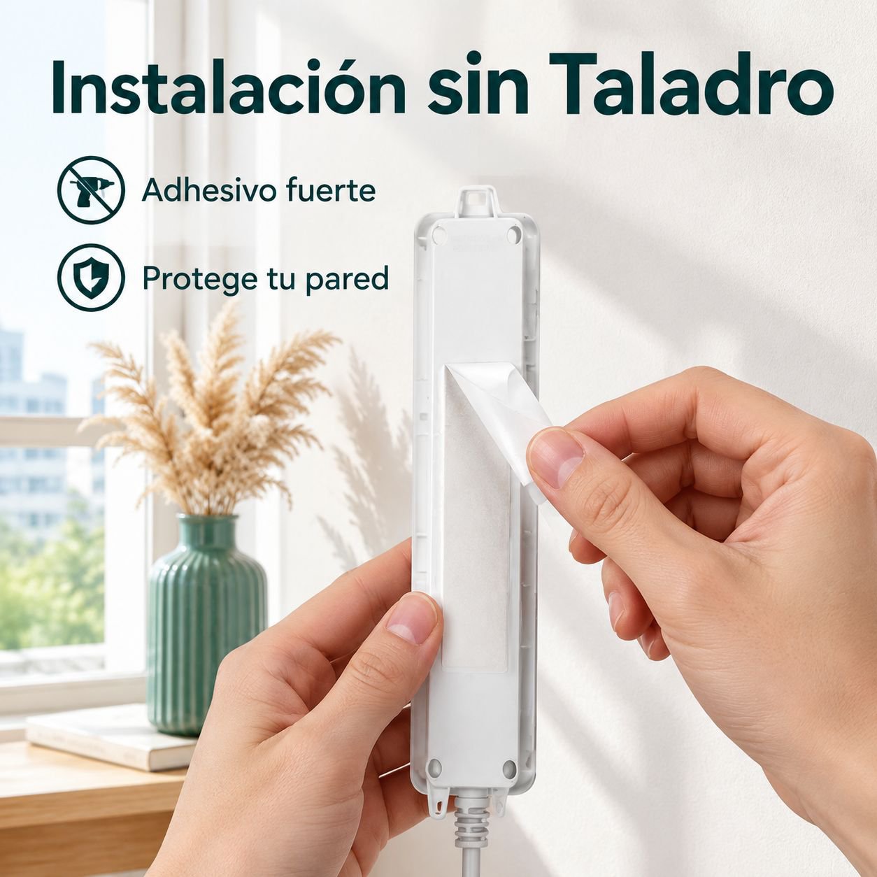 Soporte de Pared Giratorio para Regleta Multicontacto con Enrollador de Cable