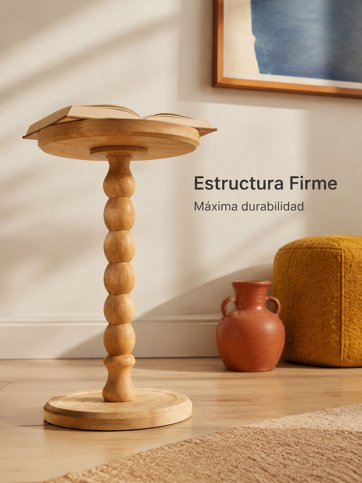 Mesa auxiliar de madera maciza de estilo retro americano