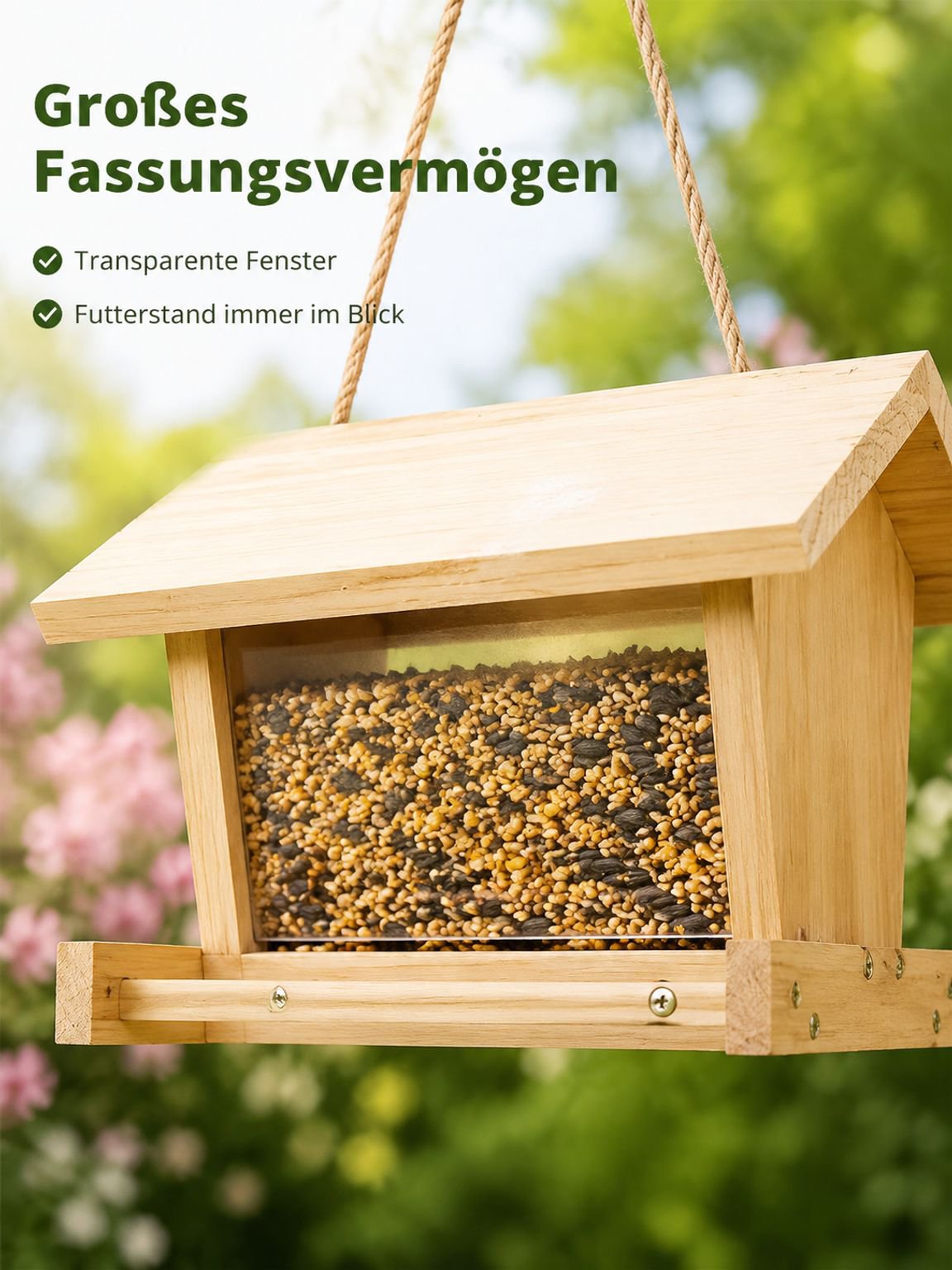 Neues Vogelhäuschen aus Holz, hängender Schmuck aus Kiefernholz, im Villenstil, Kunsthandwerk für de