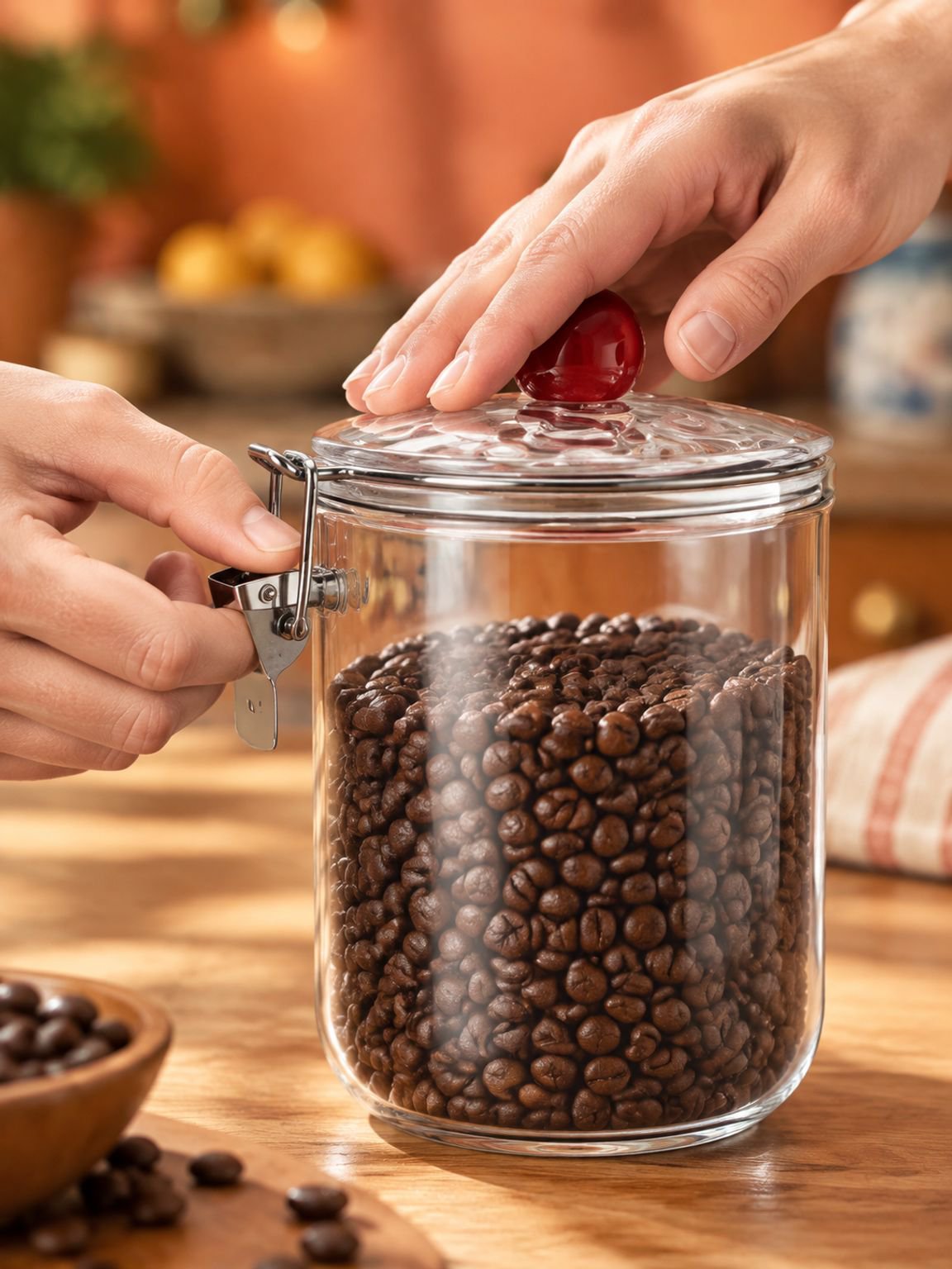 Recipiente para almacenar granos de café