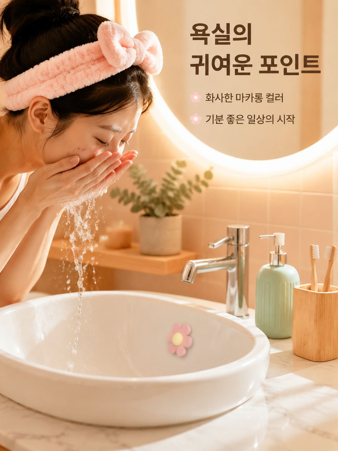 작은 꽃 세면대 오버플로우 구멍 마개