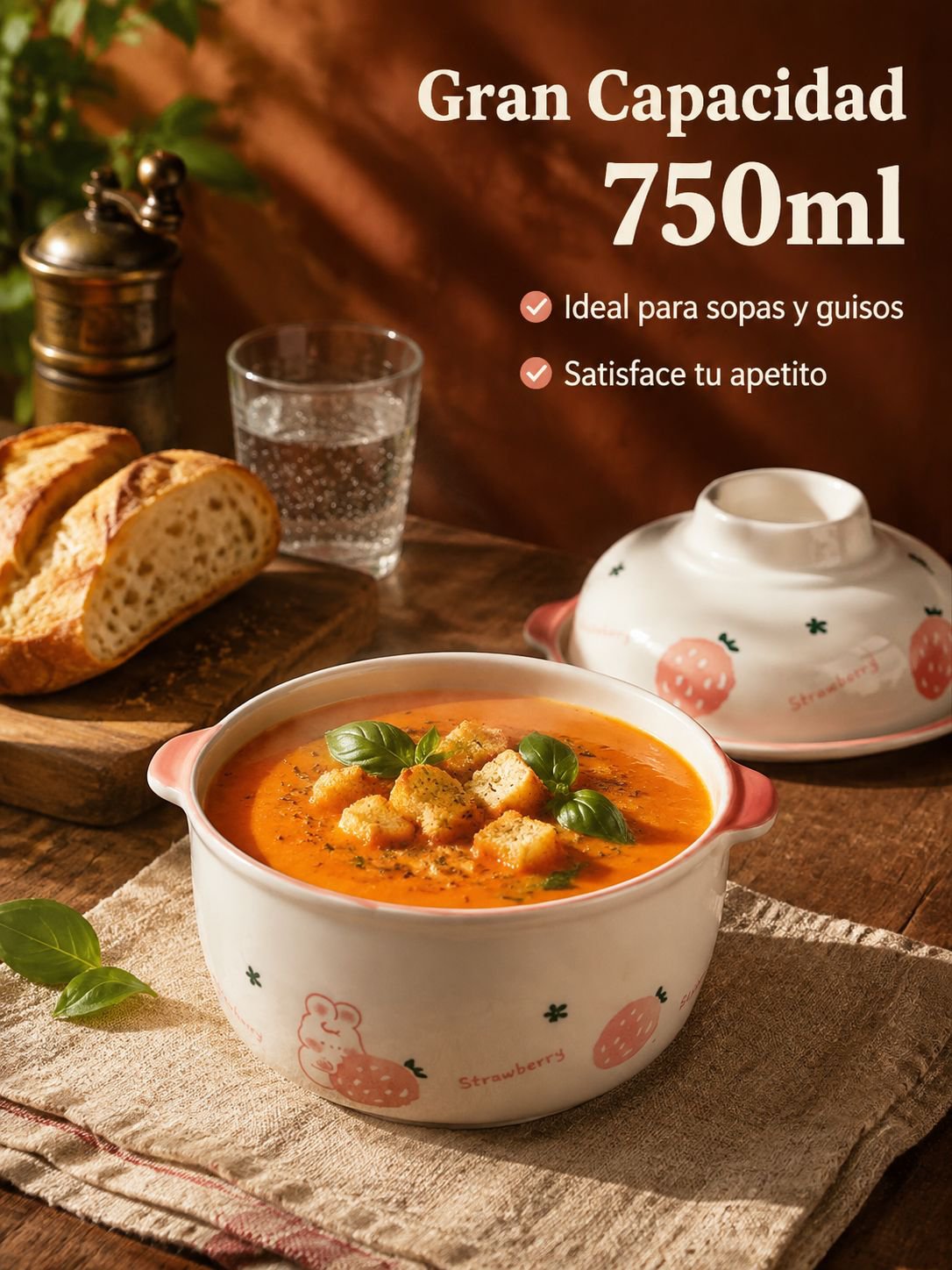 Tazón de sopa de dos orejas