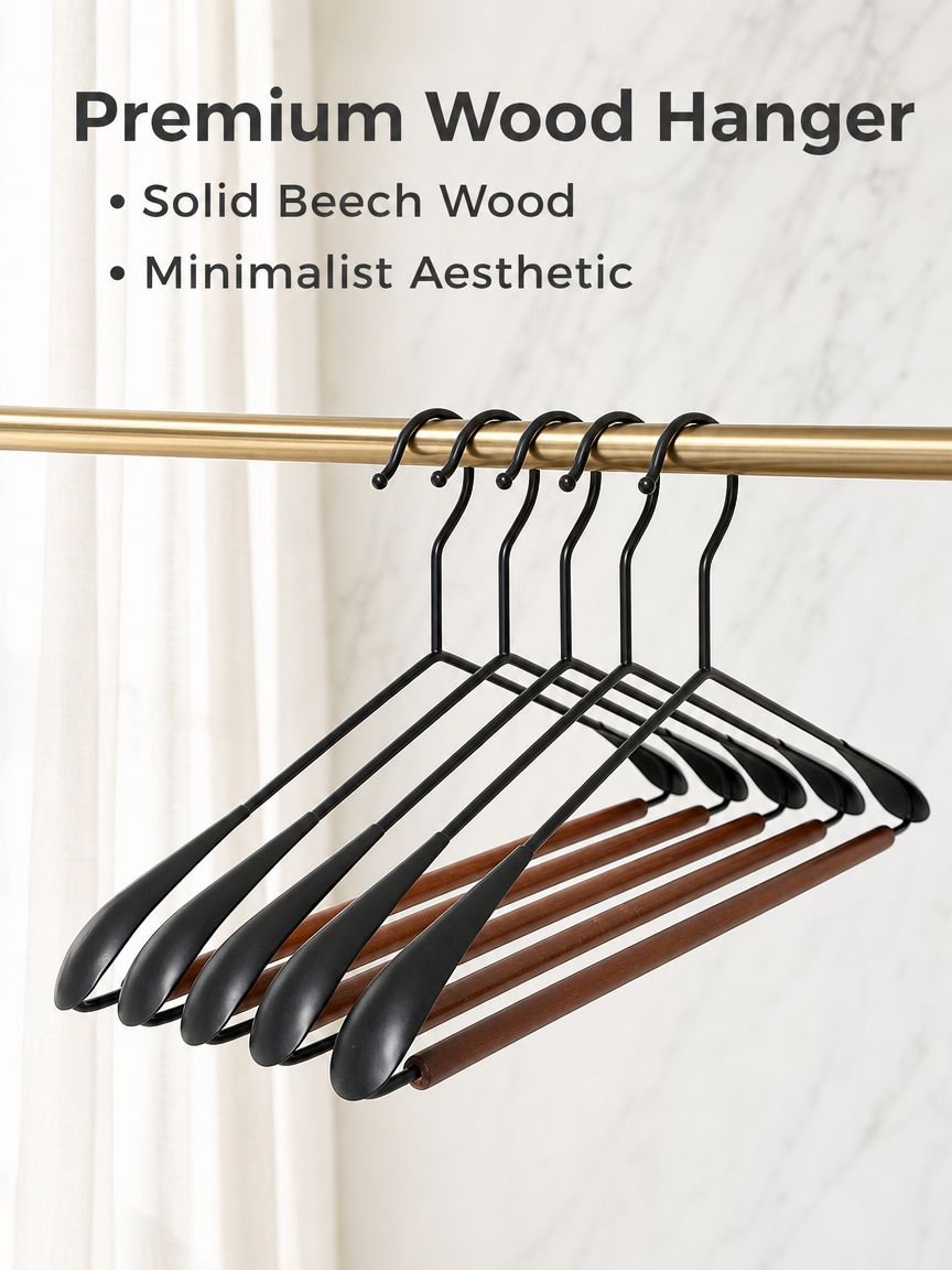 Non-Slip Mark-Free Anti-Bulge Beech Wood Hanger