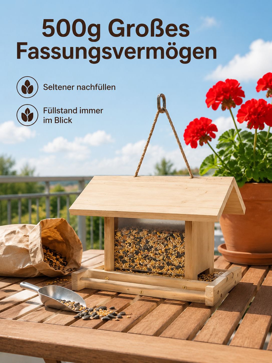 Dekoratives hängendes Holzvogelhaus für Außenbereiche