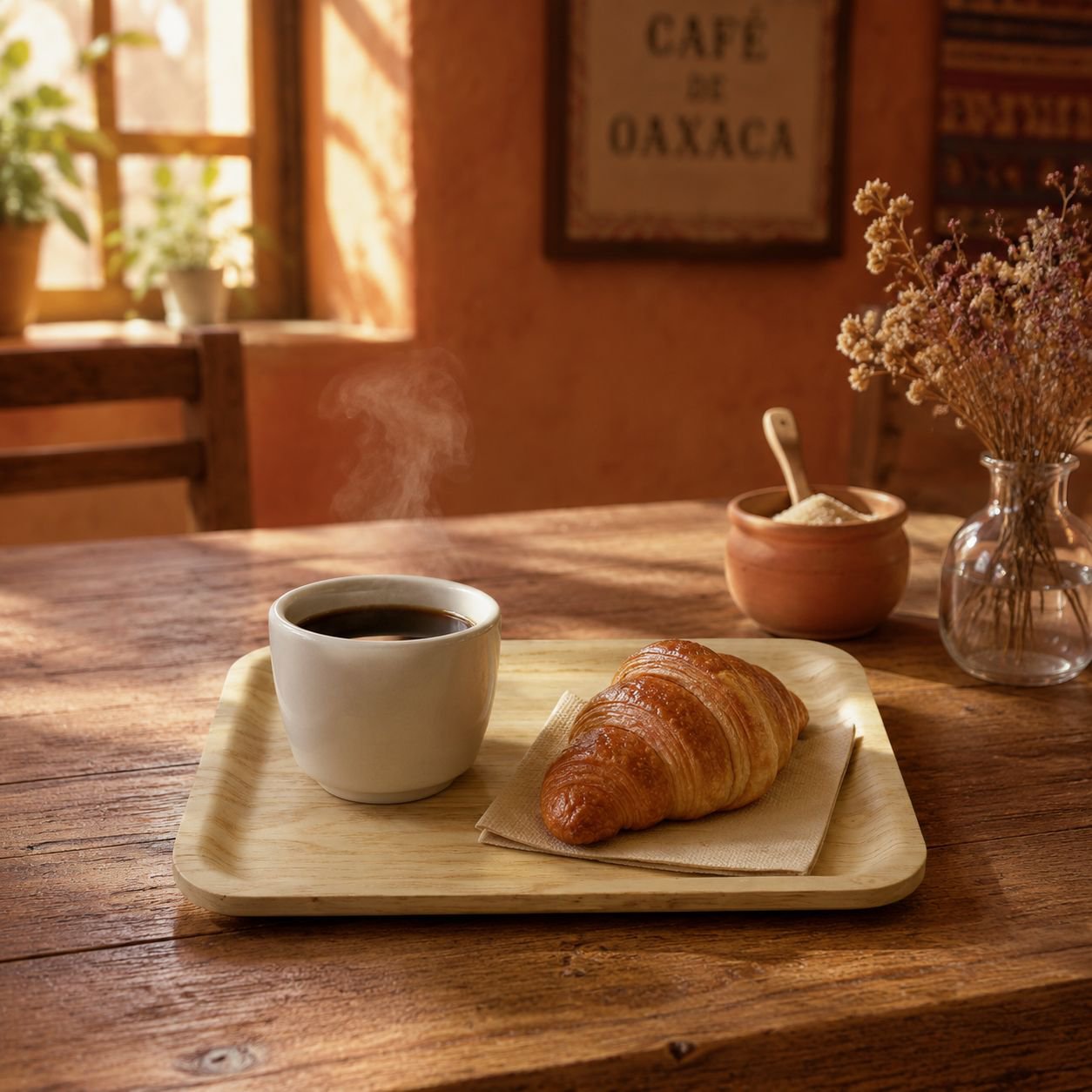 Bandeja rectangular de madera para panadería