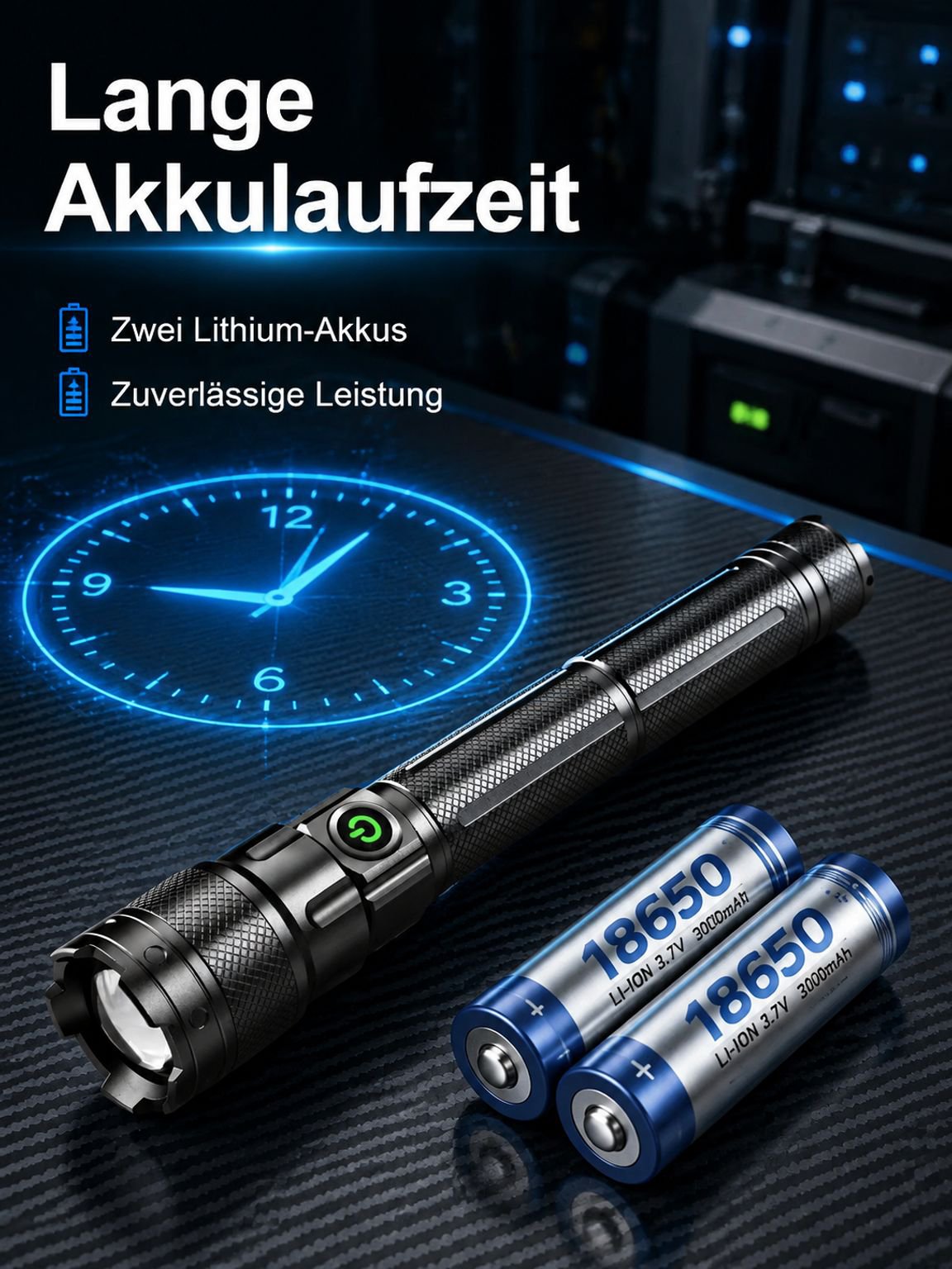 Himmelsdurchdringende, tragbare, robuste Hochleistungs-Taschenlampe mit großer Reichweite