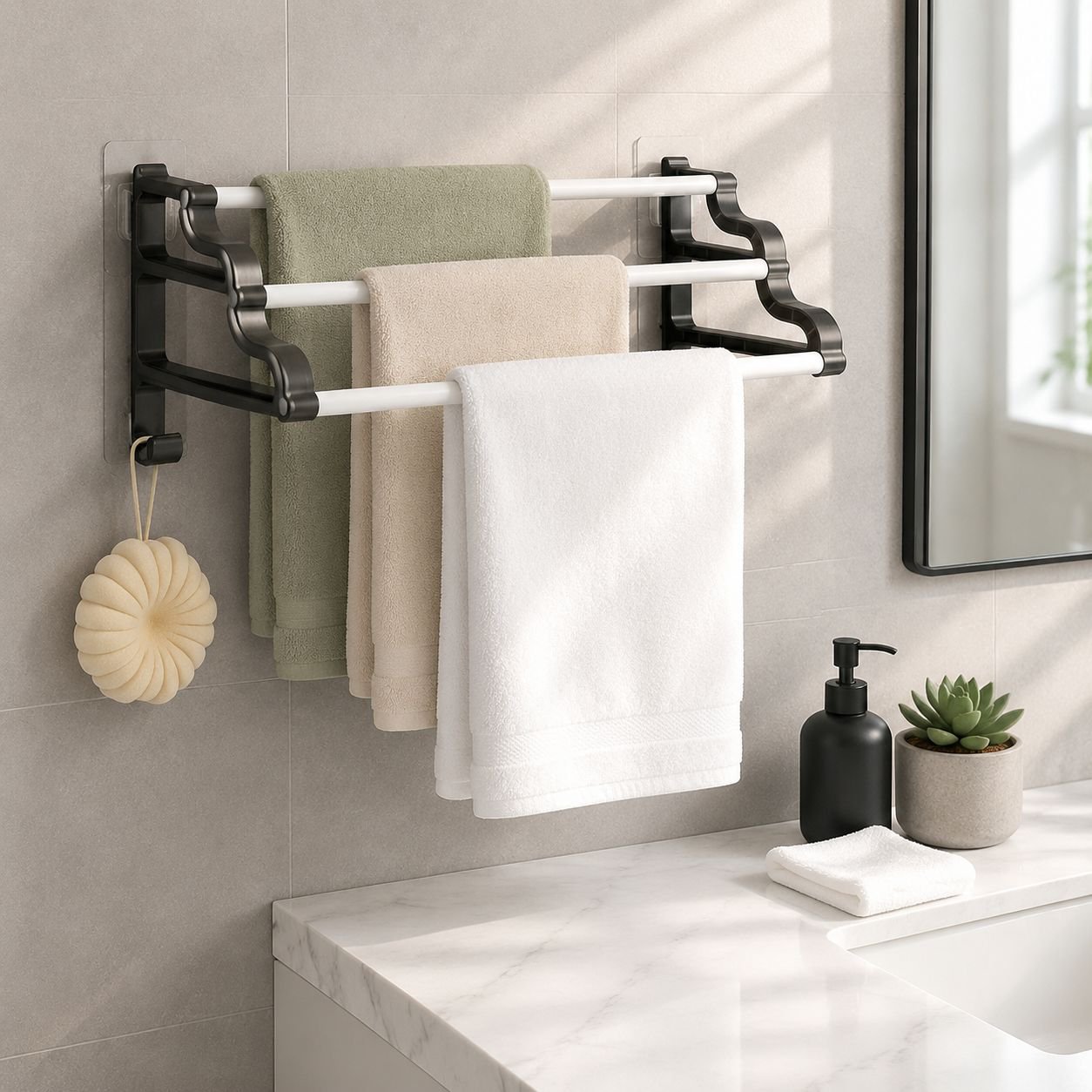 Multi-functional Bathroom Hanging Organizer Rod