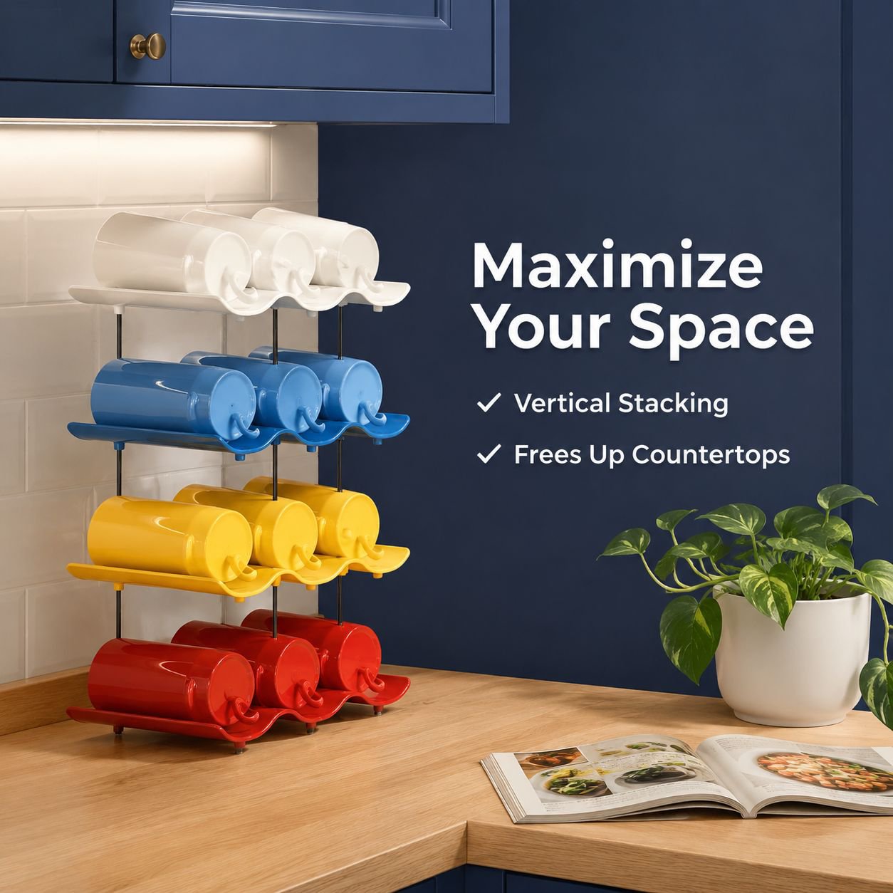 Wave-shaped Cup Storage Rack
