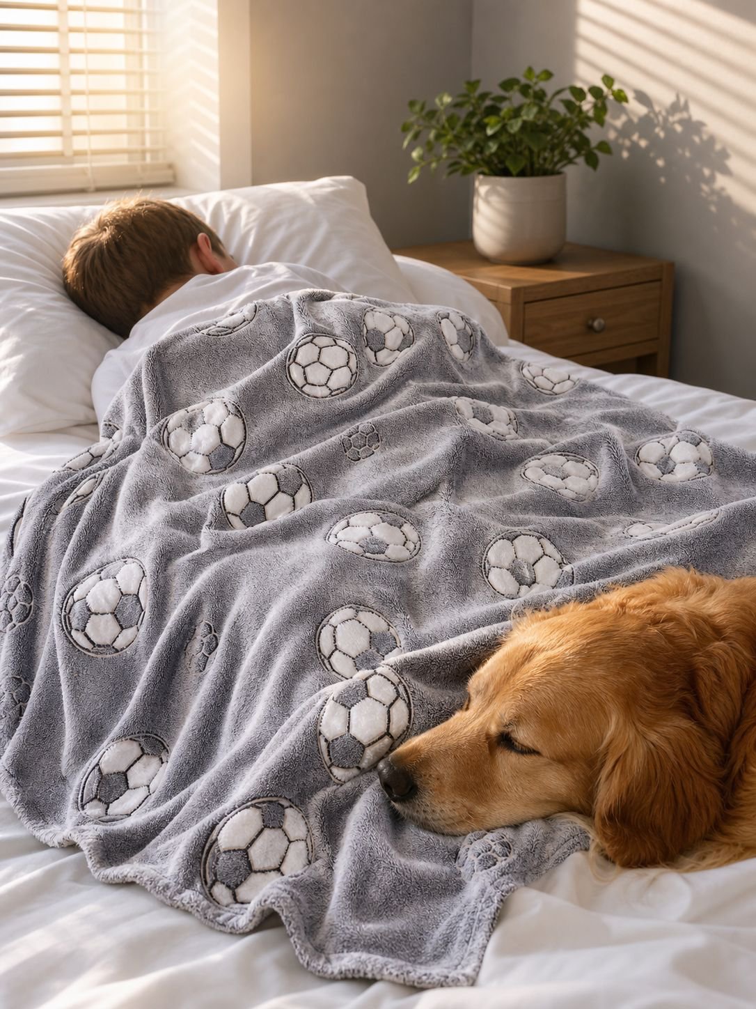 Gift idea: Glow-in-the-dark soccer ball blanket for kids