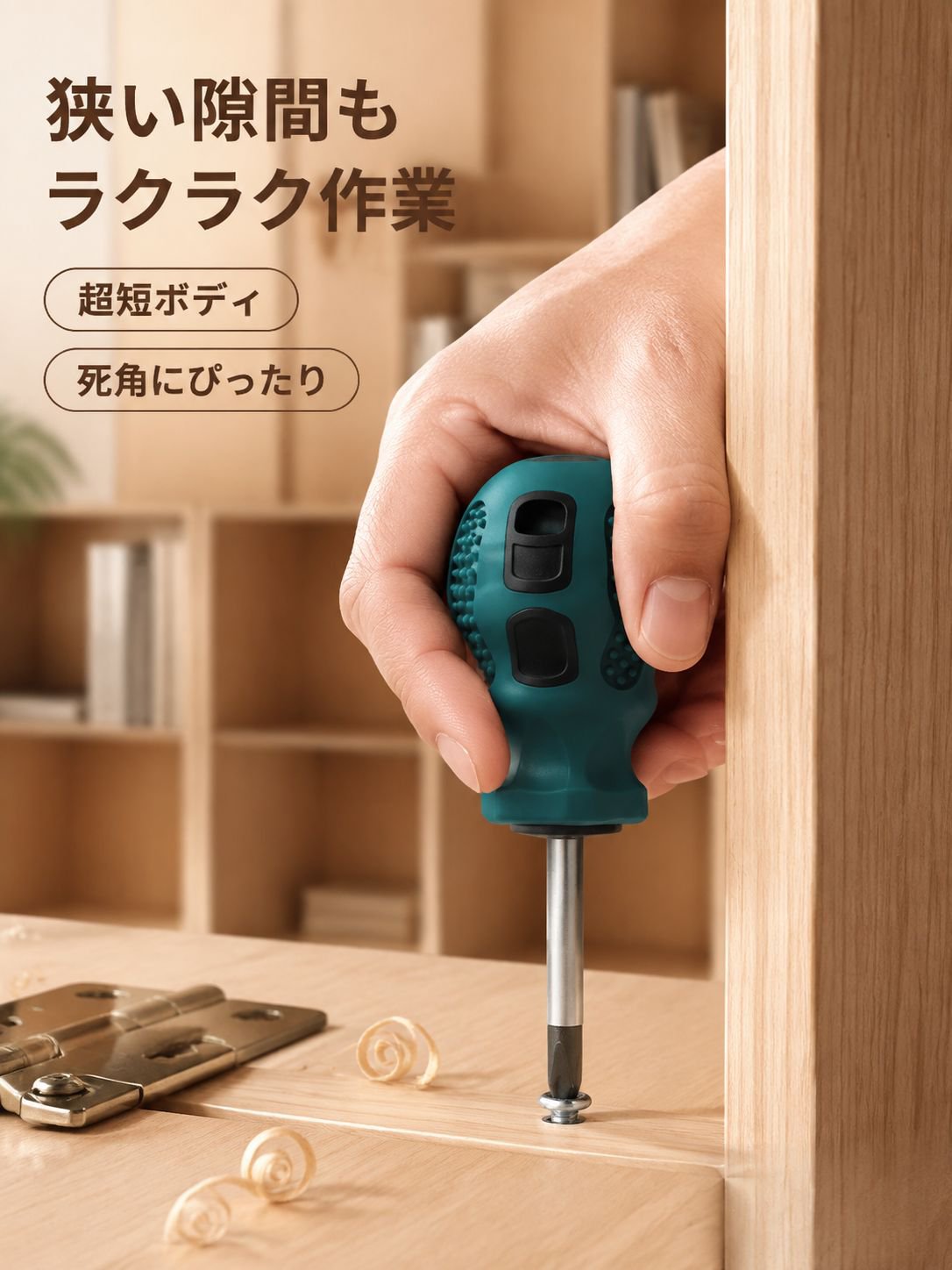 磁石付きミニ短柄ドライバー プラス・マイナス兼用 家庭用修理工具