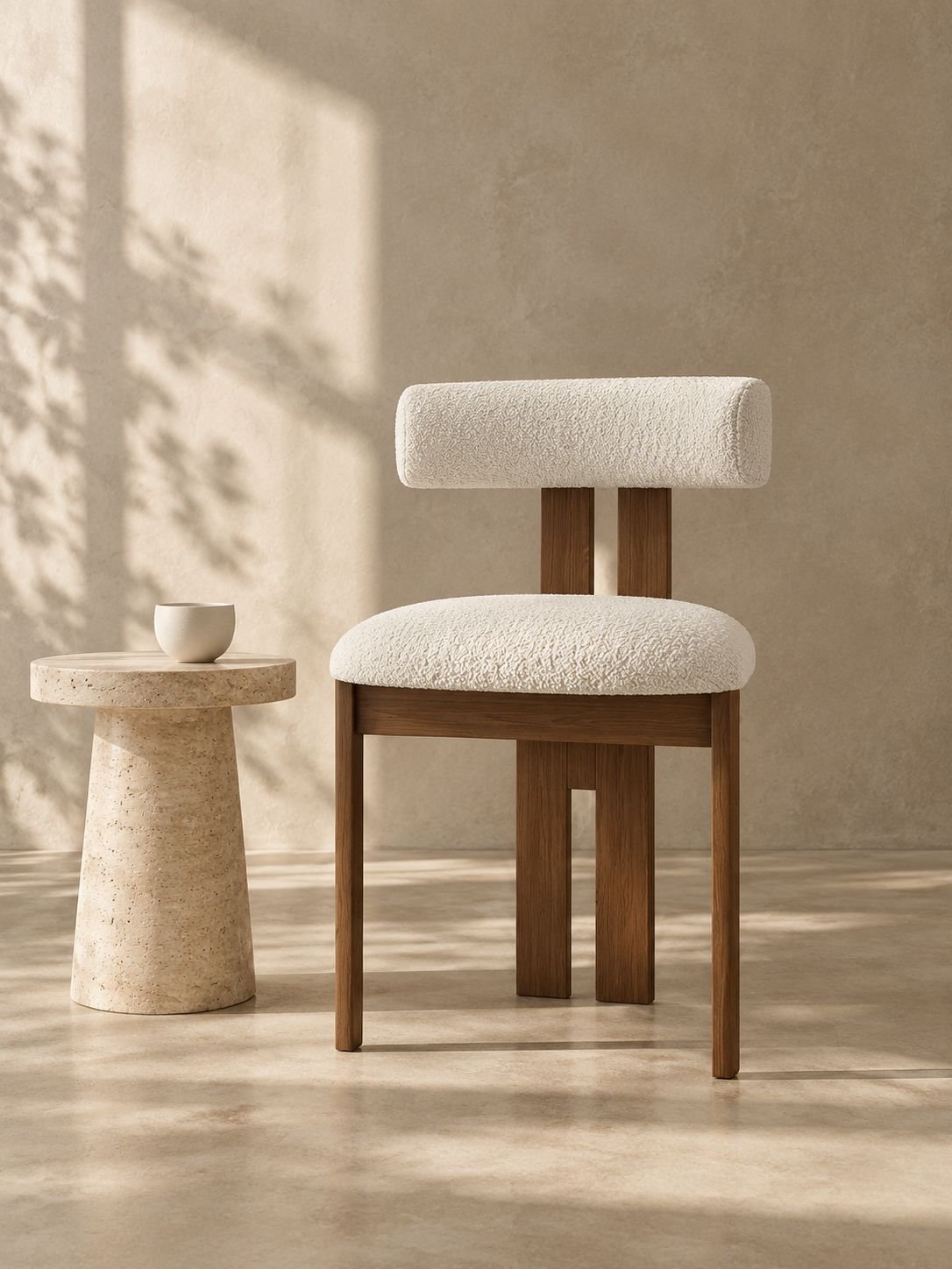 Chaise vintage en bois massif avec dossier