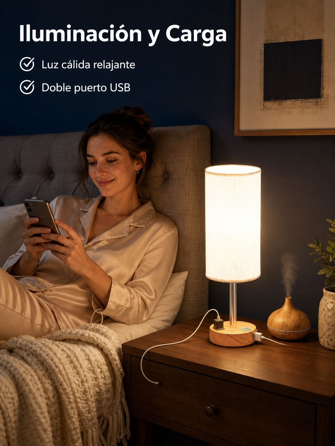 Lámpara portátil nocturna recargable por USB