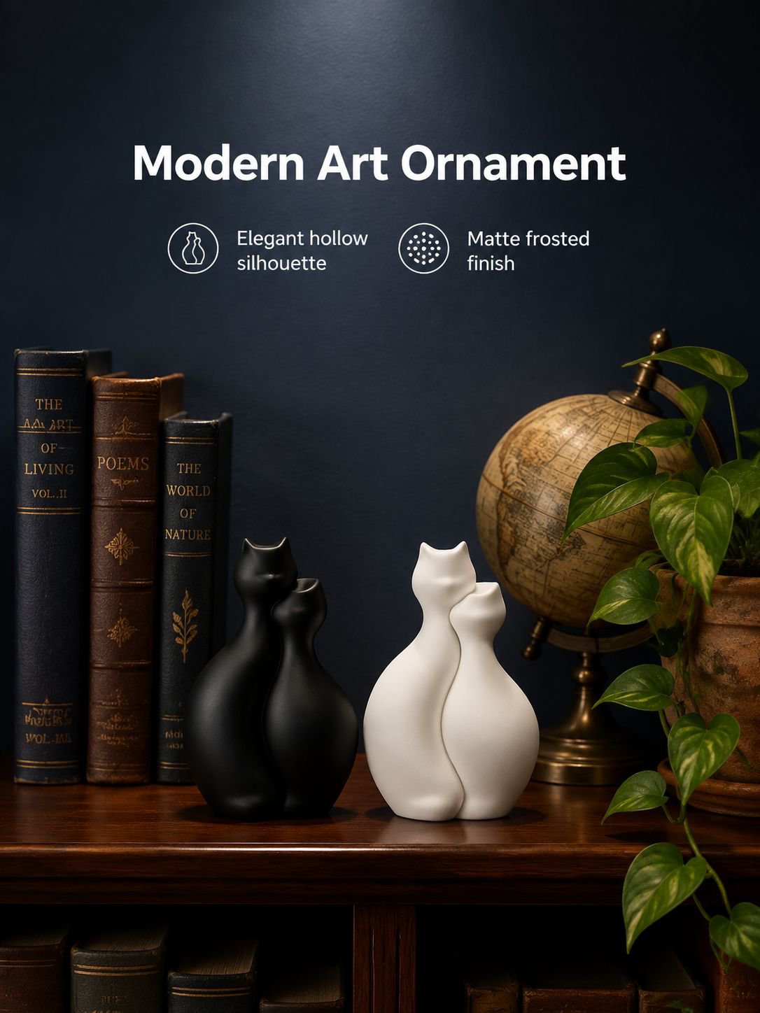 Cat Shaped Desktop Vase Ornament, Two Colors Available