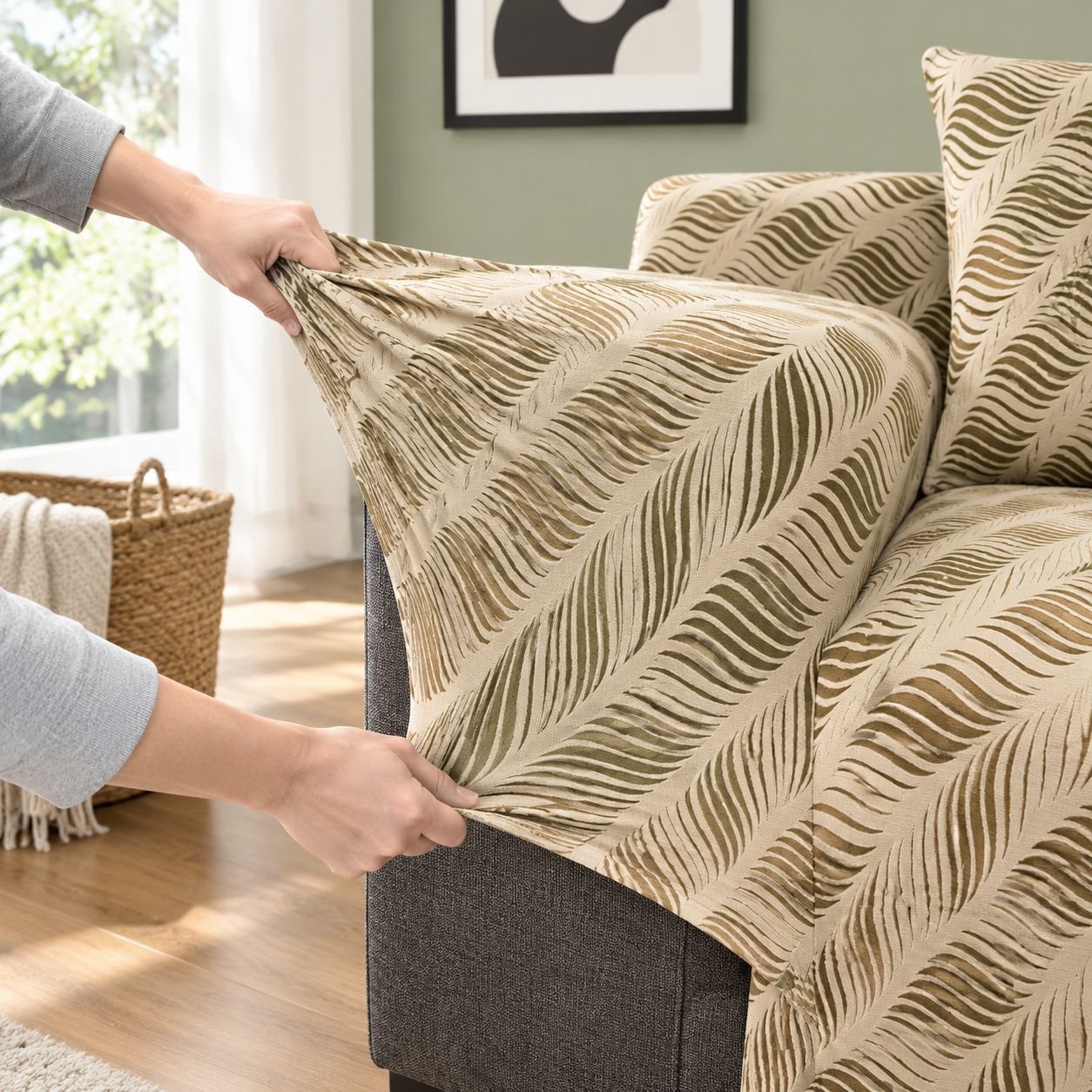 Golden Pattern Sofa Cover