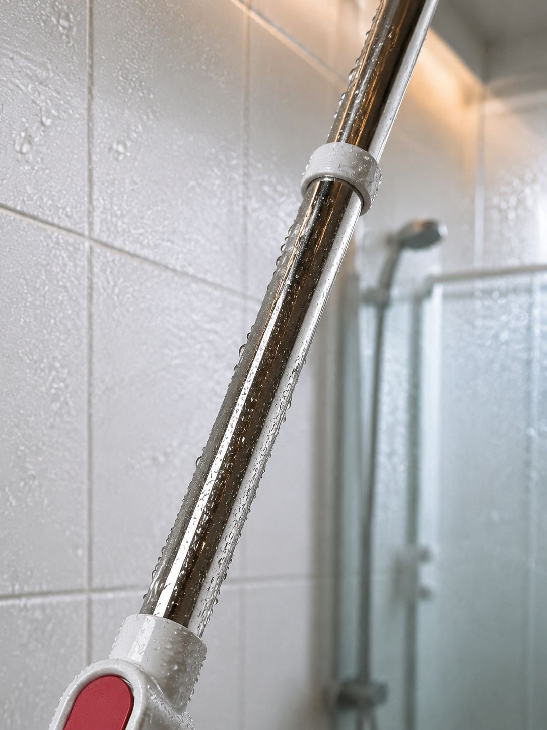 Balai magique triangular broom on tile floor