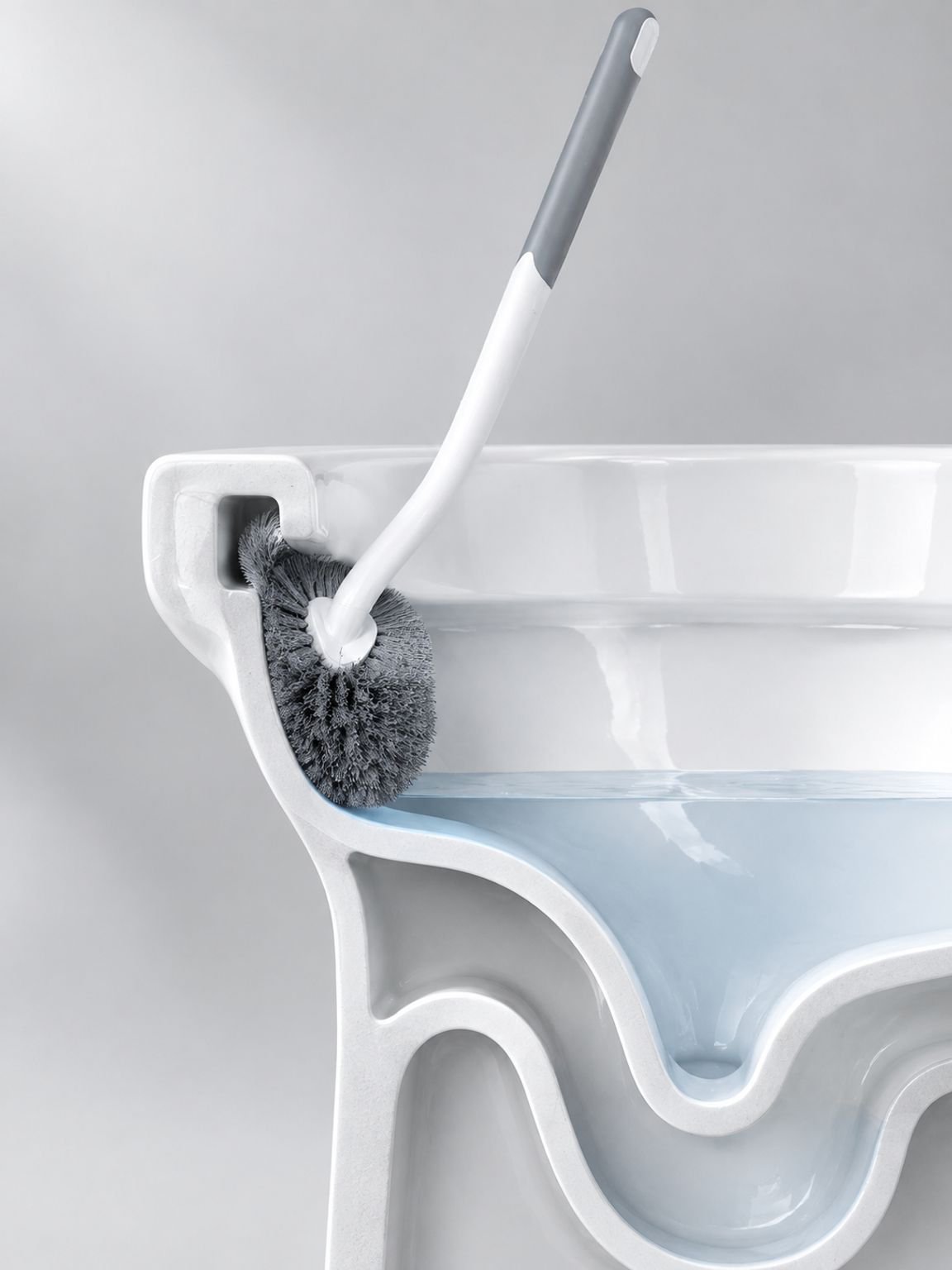 Brosse WC fixée au mur pour économiser de l'espace