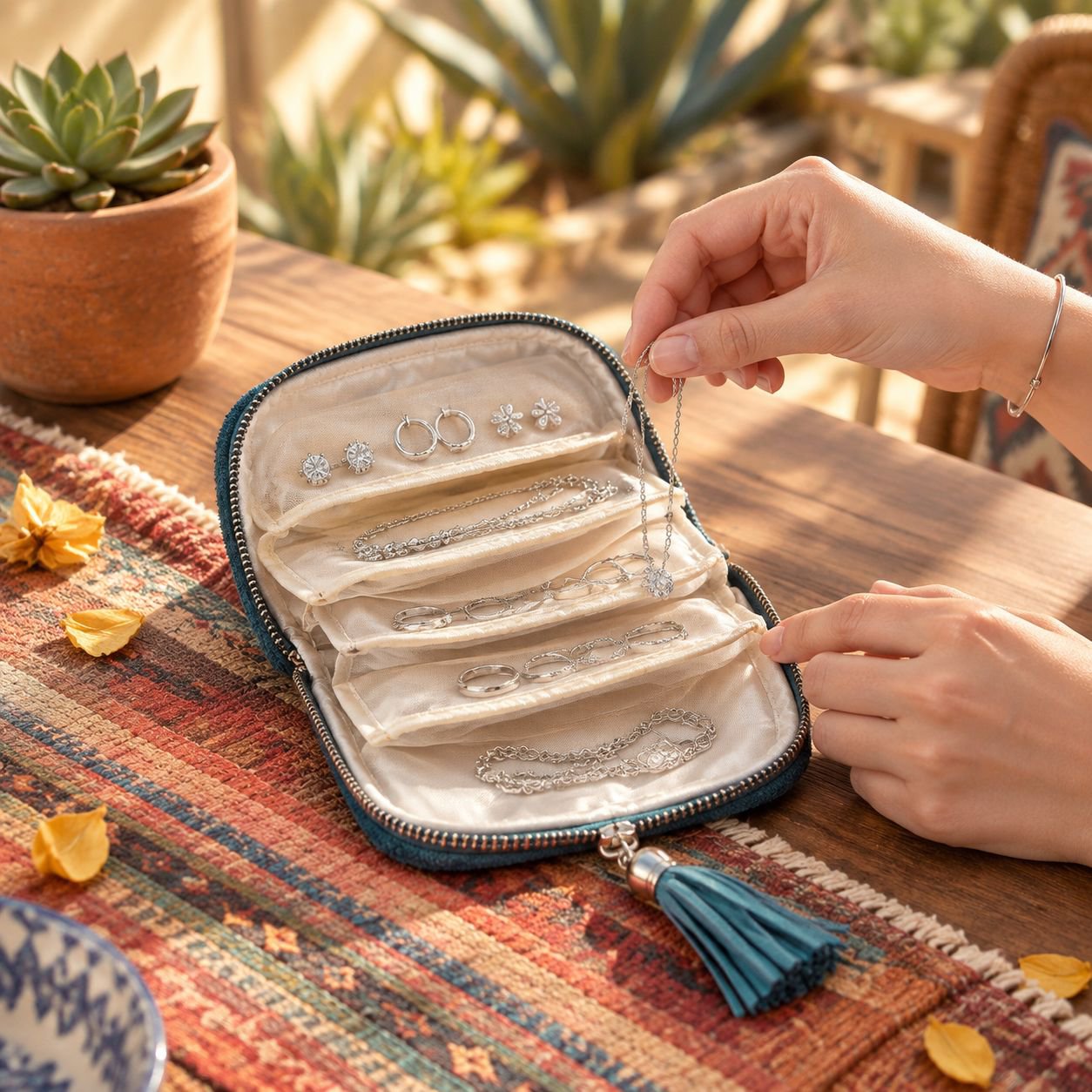 Bolsa para guardar anillos, collares y pulseras