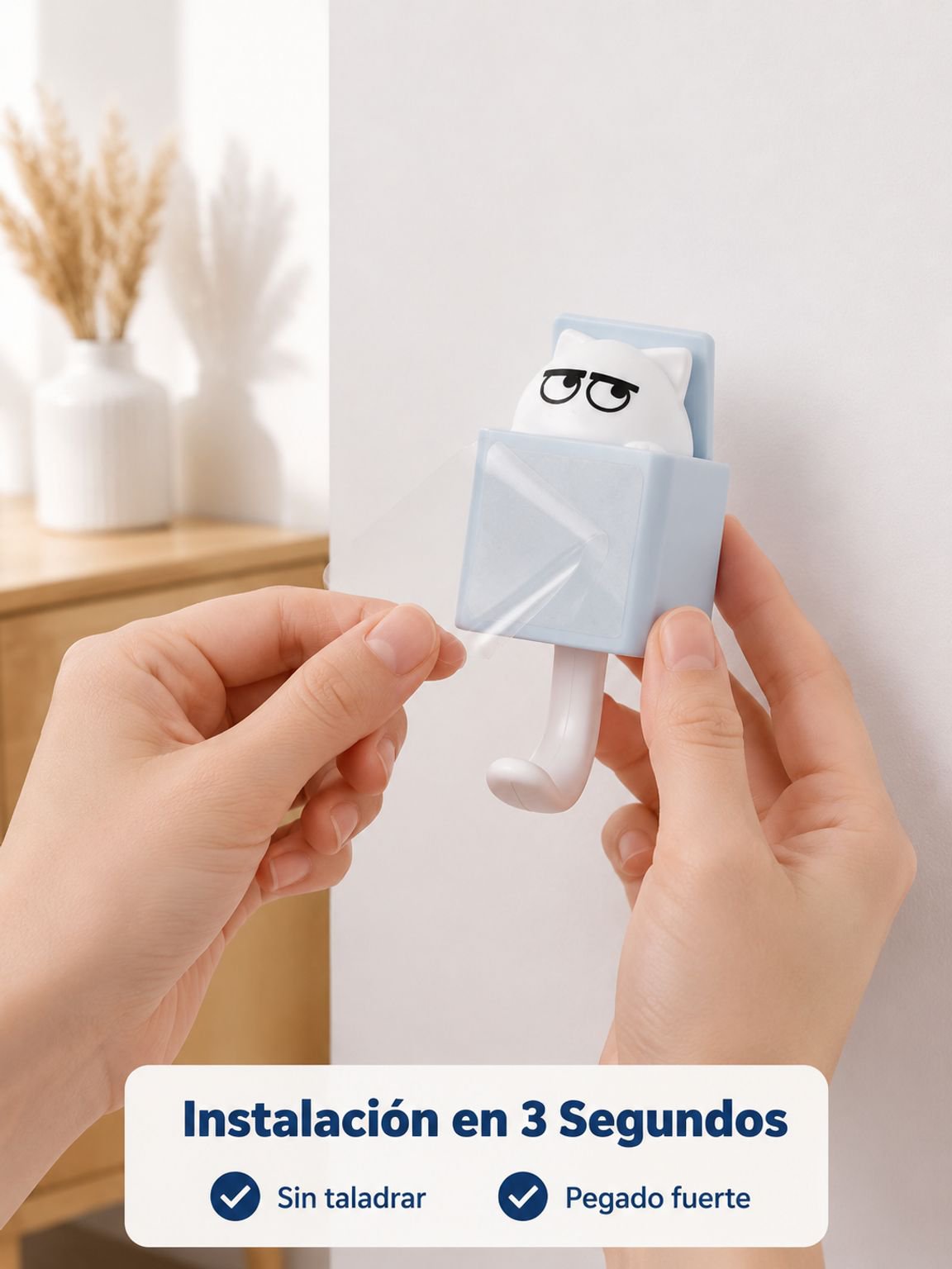 Juego de 4 ganchos retráctiles con diseño de gato