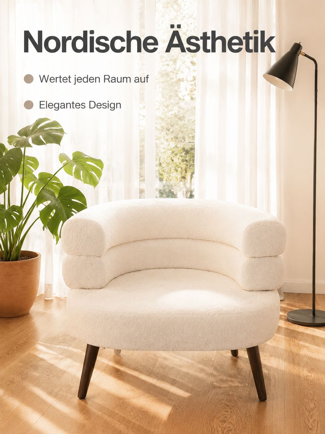 Bequemer geschlossener Sessel mit weicher Polsterung im modernen Wohnstil