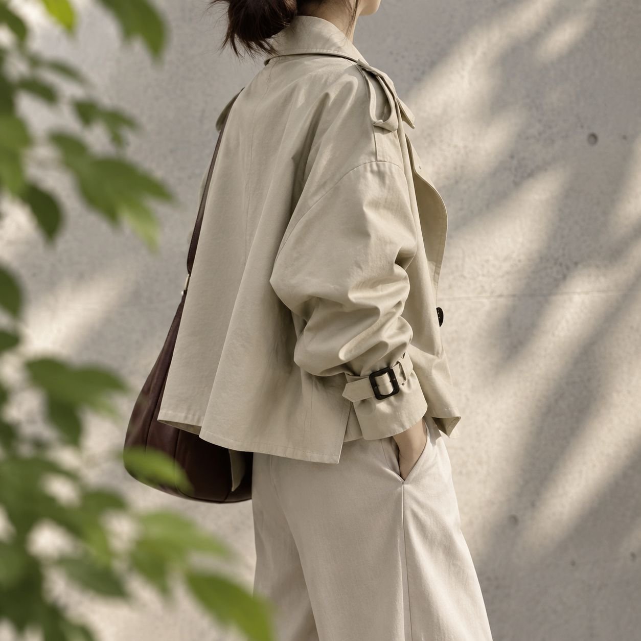 여성 봄가을 긴팔 숏 트렌치코트 루즈핏 슬림핏