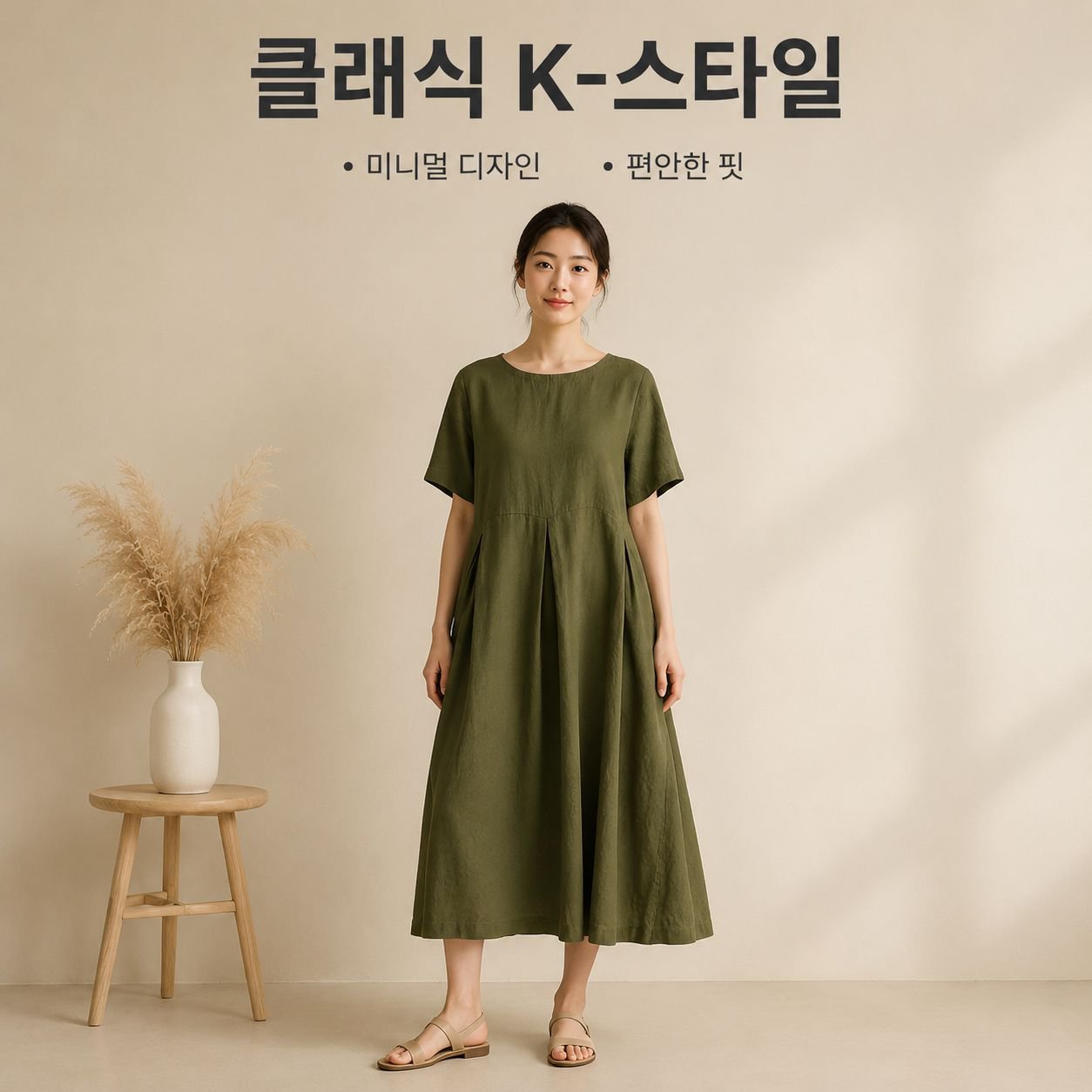 여성용 루즈핏 라운드넥 원피스 패션 빅사이즈 반팔 원피스