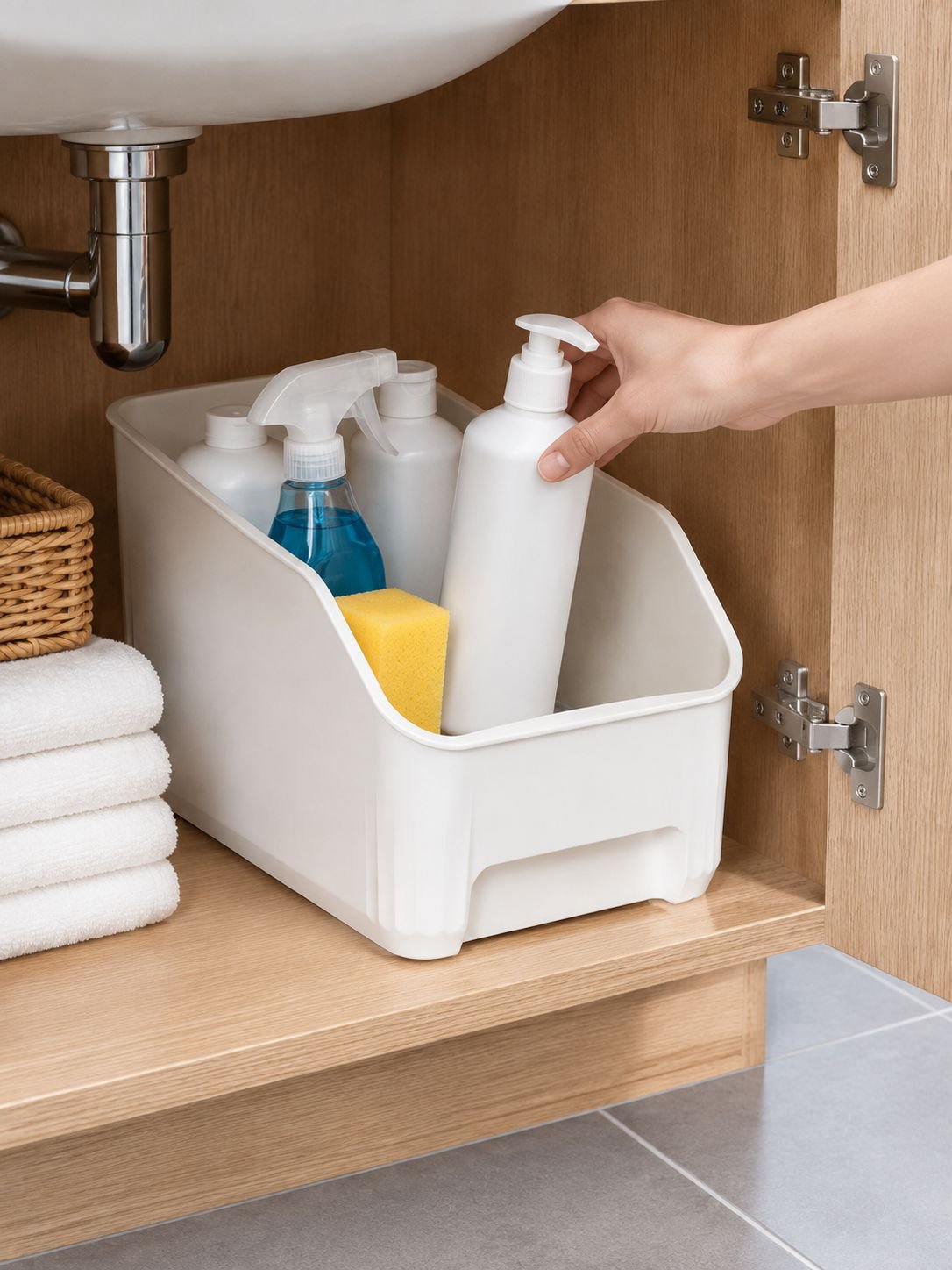 Adjustable kitchen and bathroom storage organizer