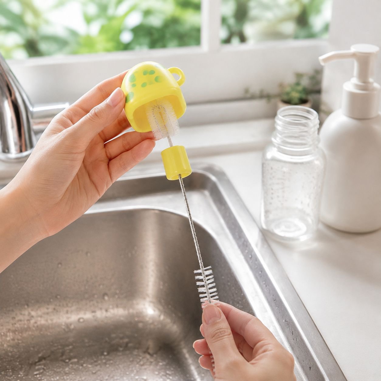 Multi-functional Heart Mug Brush Baby Bottle Straw Kitchen Cleaning Tool