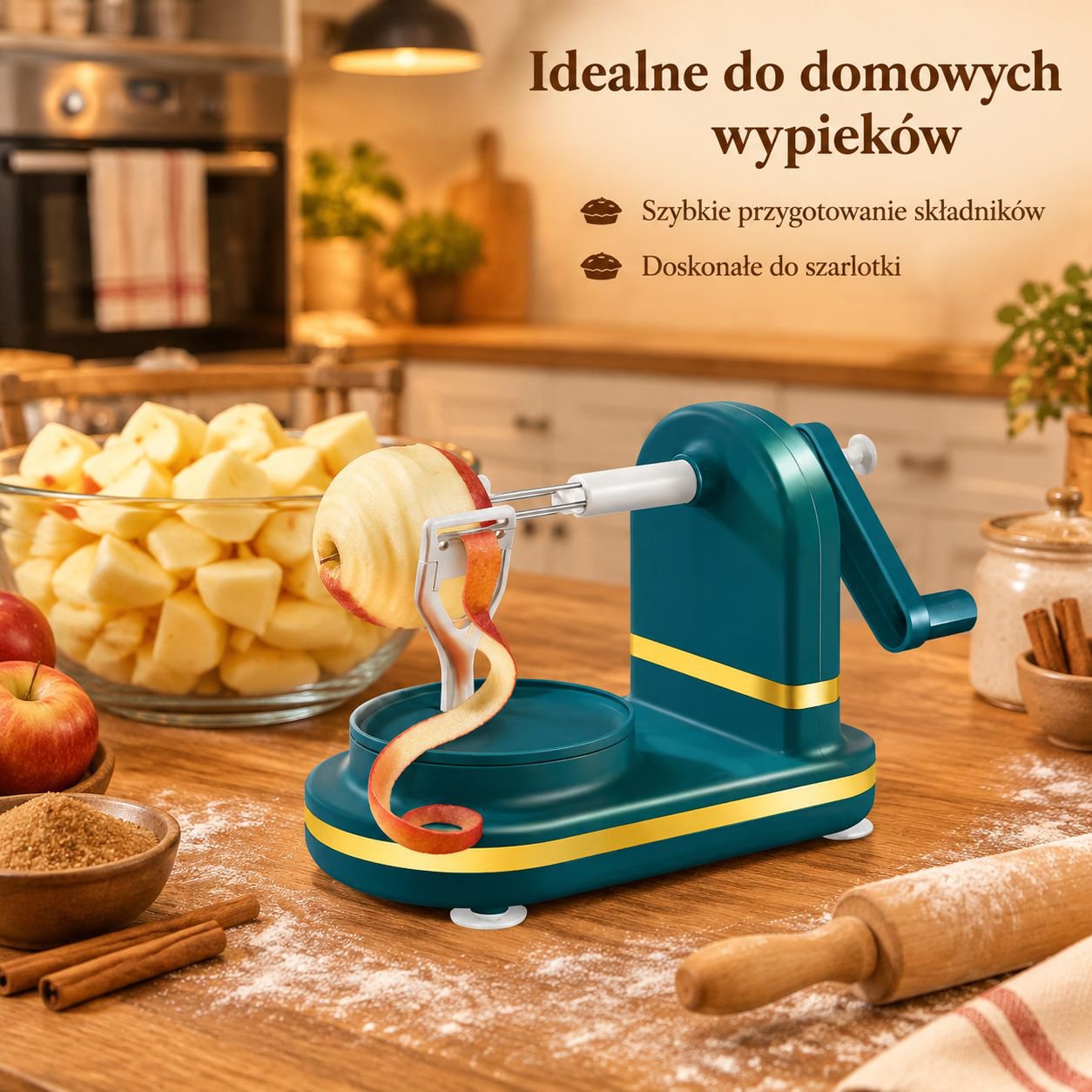 Ręczna obieraczka do jabłek z korbką
