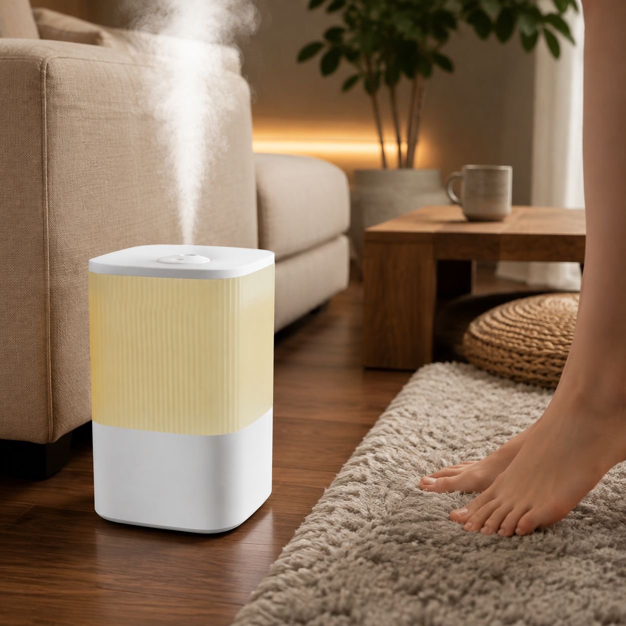 Easy-to-use air purifier with large capacity water tank