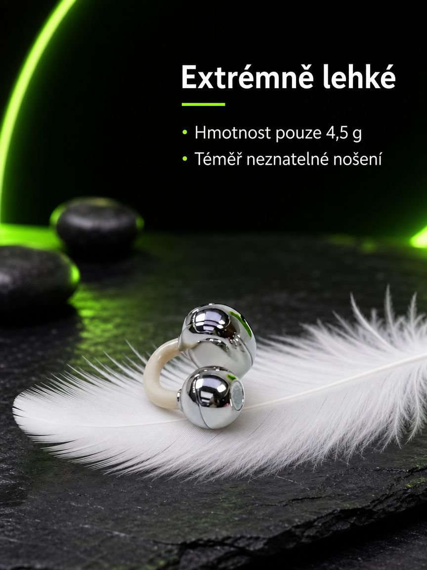 Detailní pohled na klipsu sluchátek s dlouhou výdrží baterie