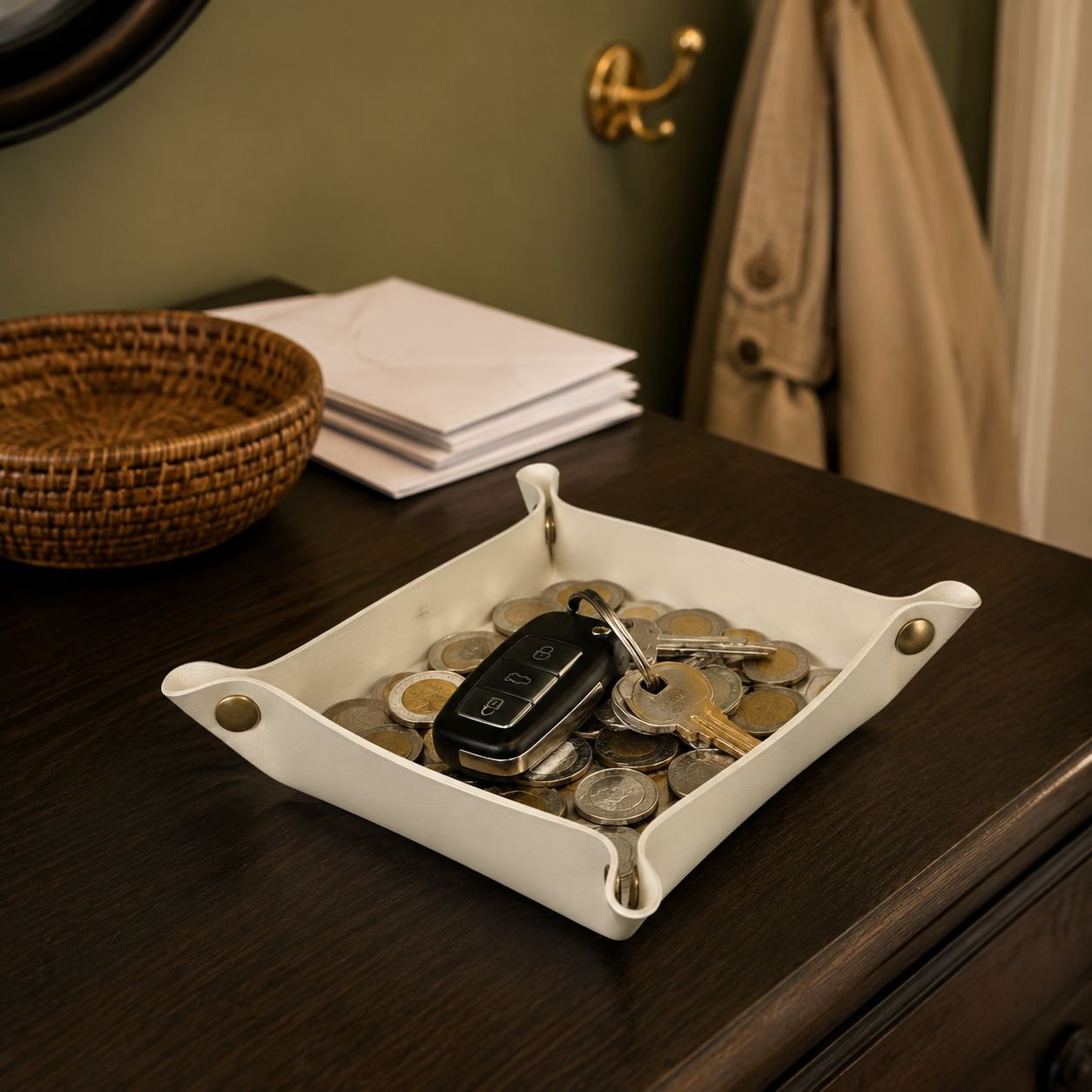 PU leather storage box with lid closed