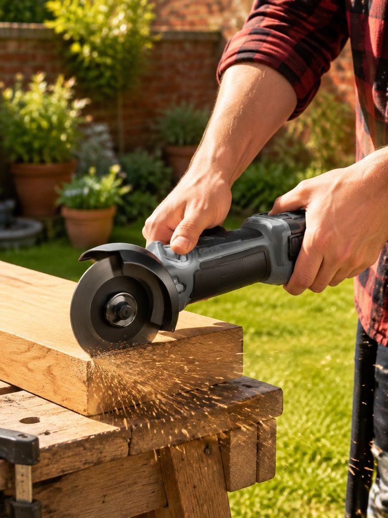 Cordless lithium-ion angle grinder for woodworking