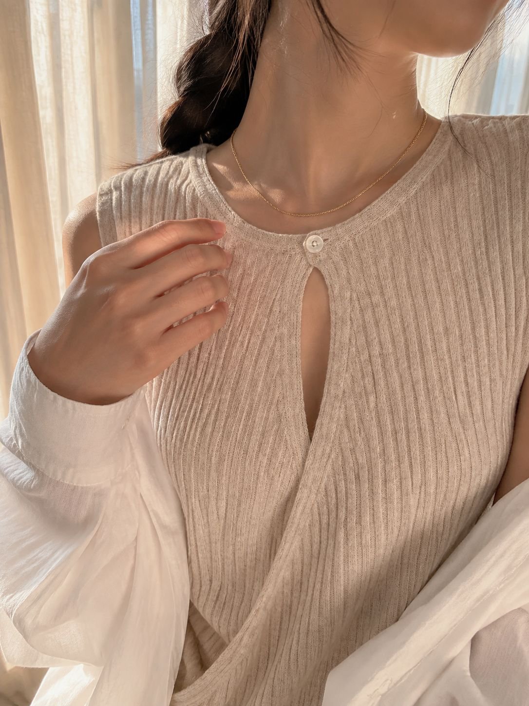 Haut sans manches stylé pour femme en soie glacée
