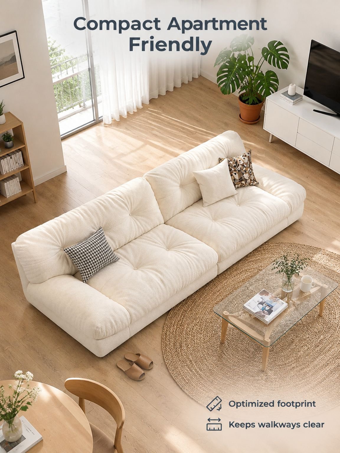 Soft neutral fabric sofa for contemporary home decor