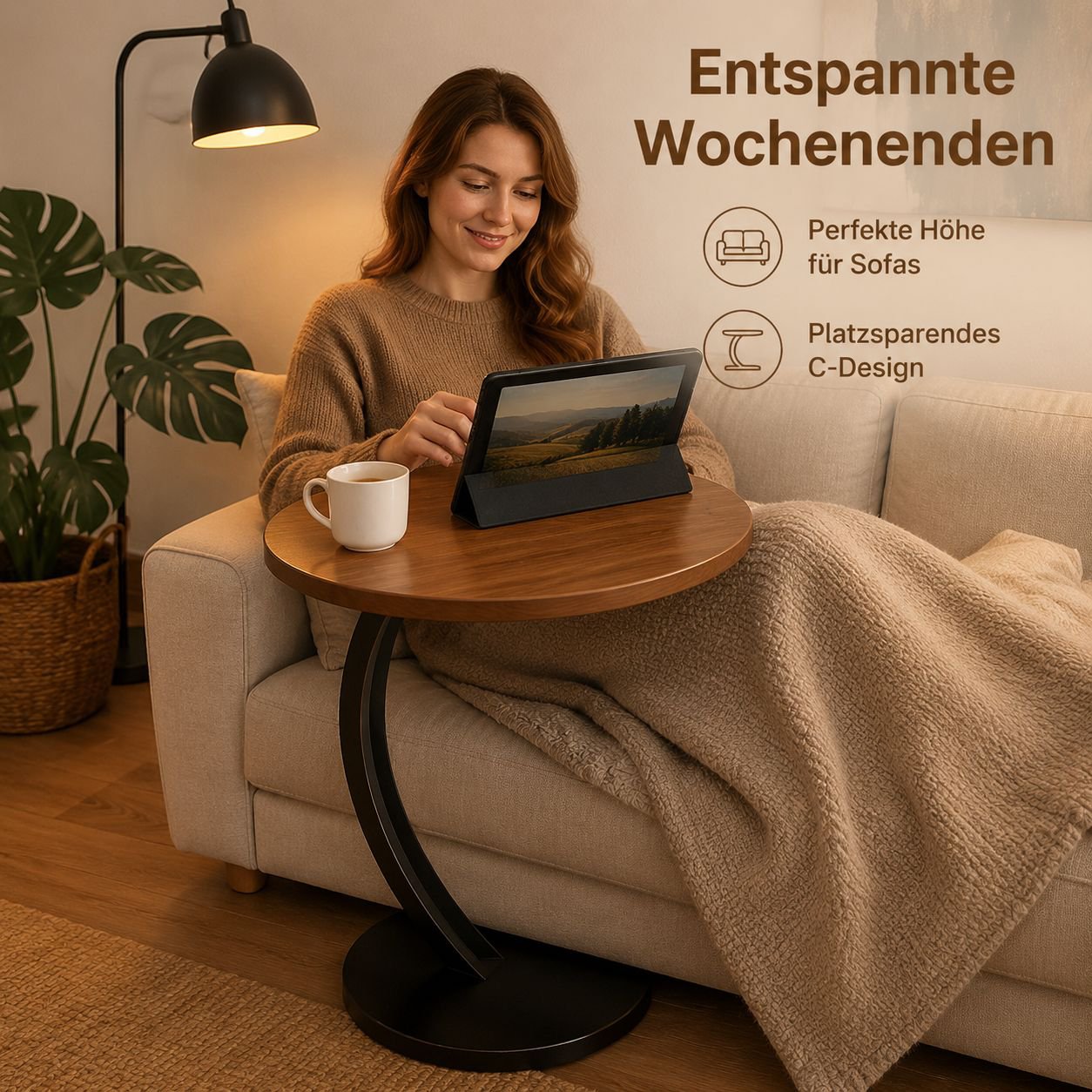 Kleiner runder Ablagetisch im Landhausstil