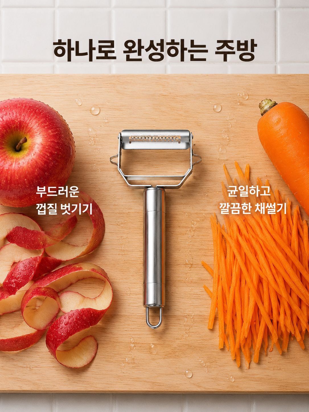 주방용 다용도 스테인리스 양쪽 껍질깎이, 과일·채소 껍질깎이 채칼 2-in-1