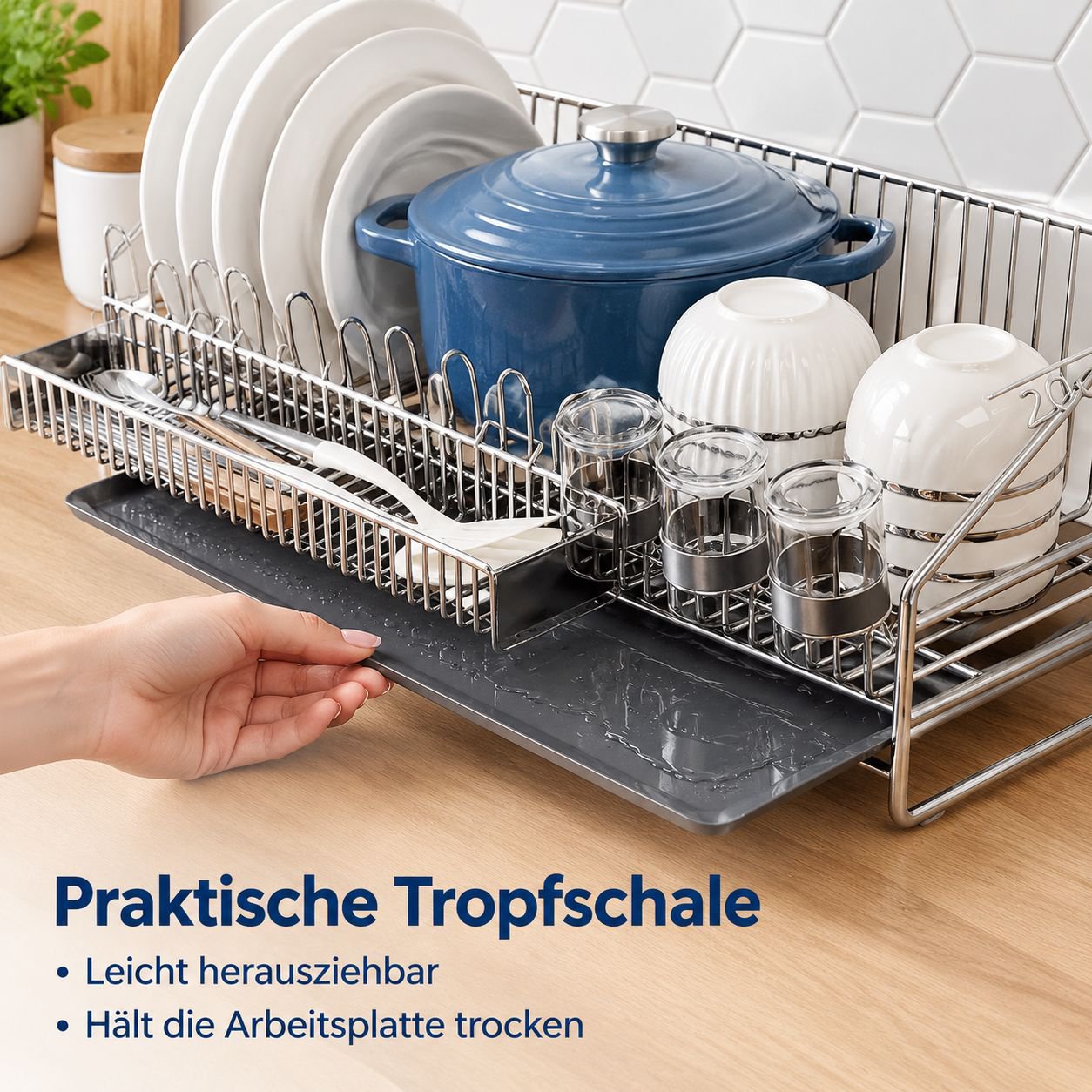 Abtropfgestell Edelstahl 304 Geschirrkorb Multifunktion Küchen-Organizer