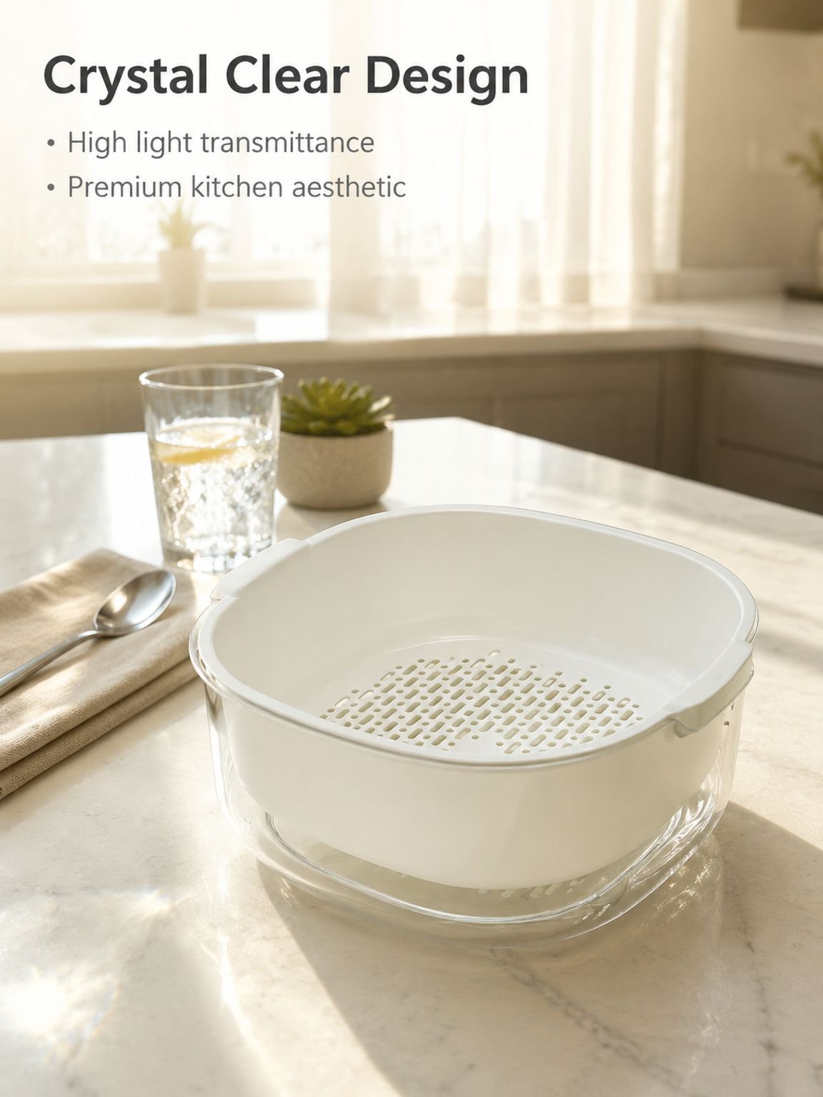 Multifunctional double layer drain basket with vegetables