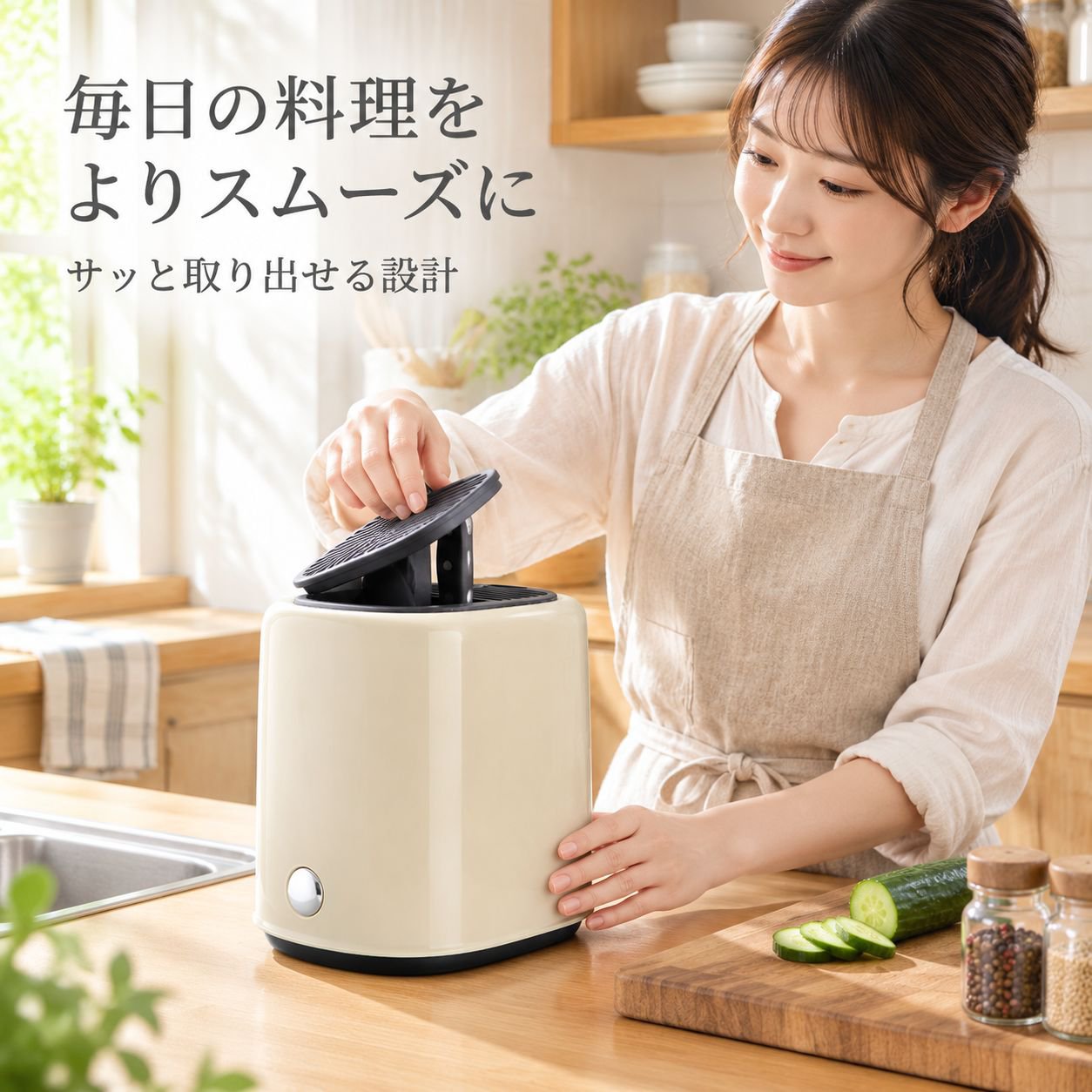包丁、箸、スプーン一体型水切りボックス付きキッチンカウンター用