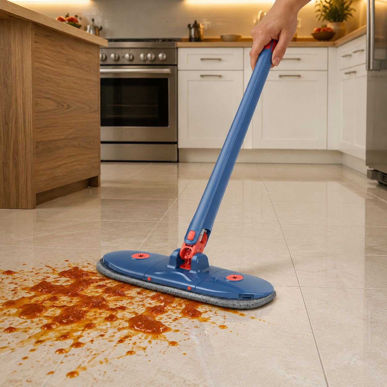 Cleaning high windows with adjustable glass cleaner