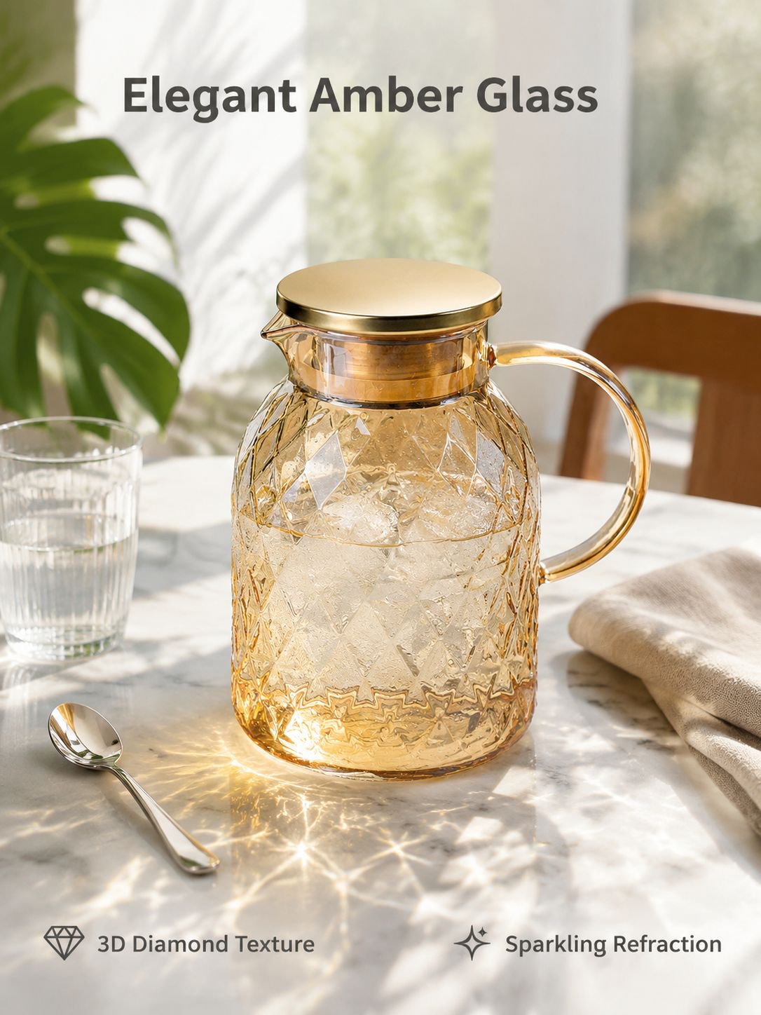 Large capacity glass water bottle