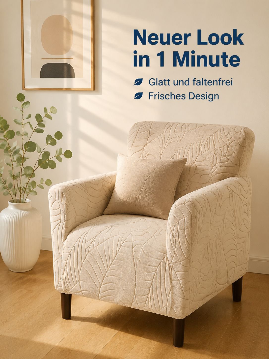 Sofabezug mit Blätter Jacquardmuster auf Einzelsofa