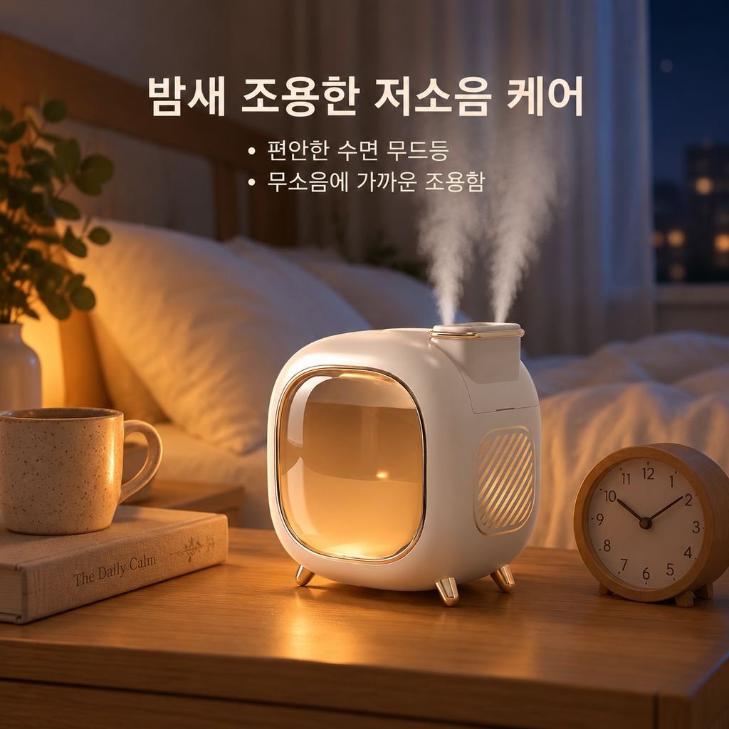 500ml 휴대용 귀여운 우주선 듀얼 분사 가습기 (침실 및 사무실용)