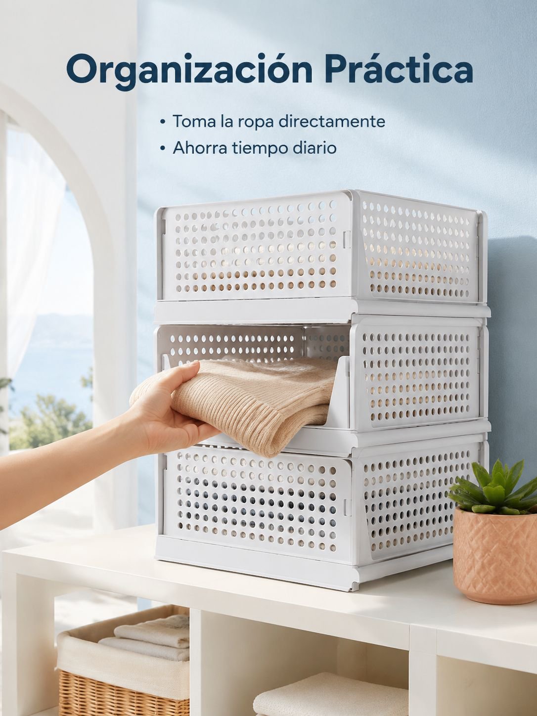 Caja de plástico para guardar ropa
