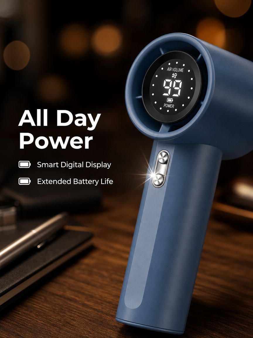 Portable Powerful Icy Cooling Handheld Blower Fan (Foldable)
